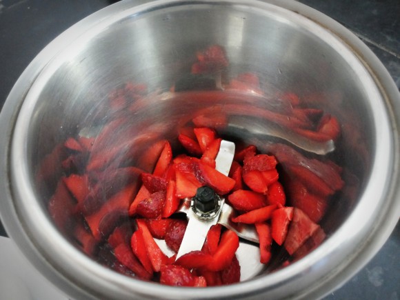 put chopped strawberry
