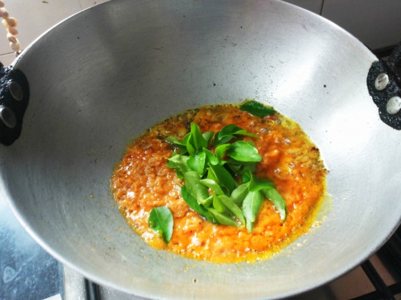 Add asafoetida, curry leaves