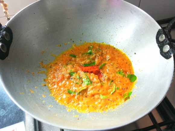 Add asafoetida, curry leaves