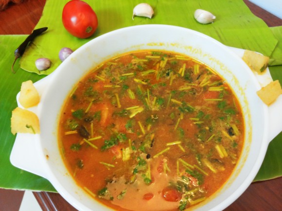 Pear rasam (south Indian dish)