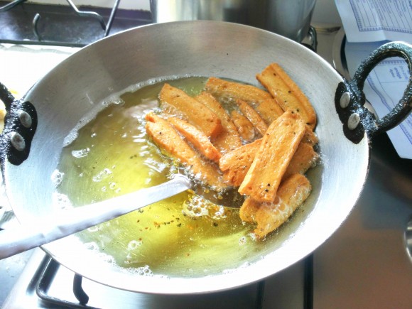 Fry till it becomes crispy and golden brown in color
