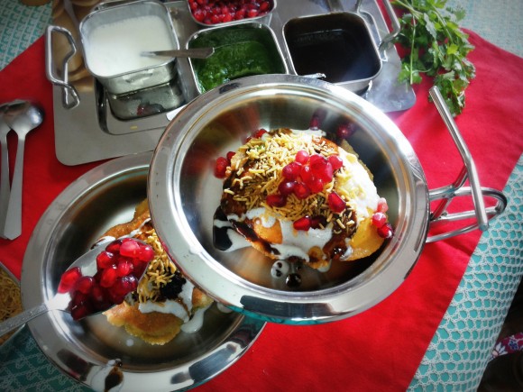 Decorate with Pomegranate and coriander leaves