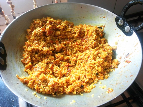 Add washed rice