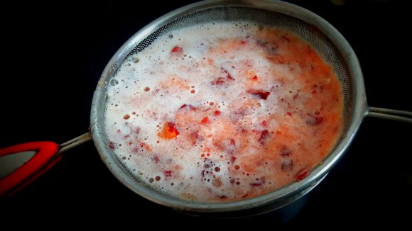 Pour the paste, and sieve