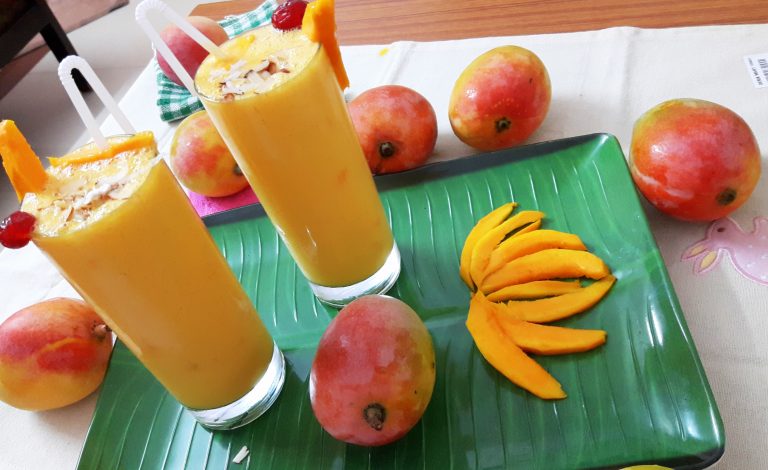 Sweet mango lassi (sweet mango yogurt drink) – Indian Cooking Manual