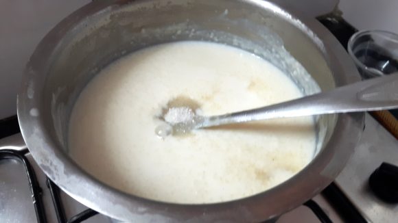 add sugar green cardamom powder