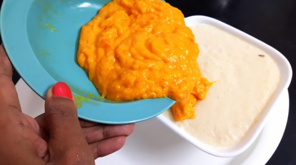 add refrigerated blended mango paste