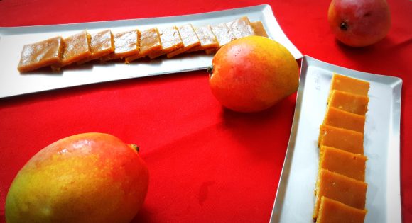 Aam papad/amawat (Mango fruit leather/dried Mango pulp)