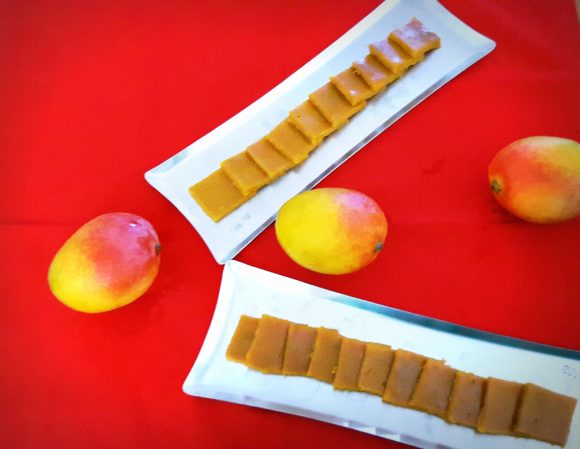 Aam papad/amawat (Mango fruit leather/dried Mango pulp)
