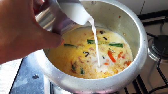Pour coconut milk