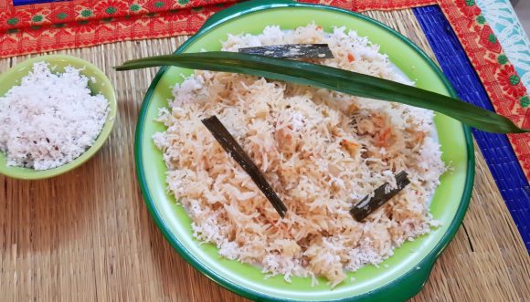 Coconut milk pulao (Thengai pal pulao)
