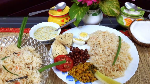 Coconut milk pulao (Thengai pal pulao)
