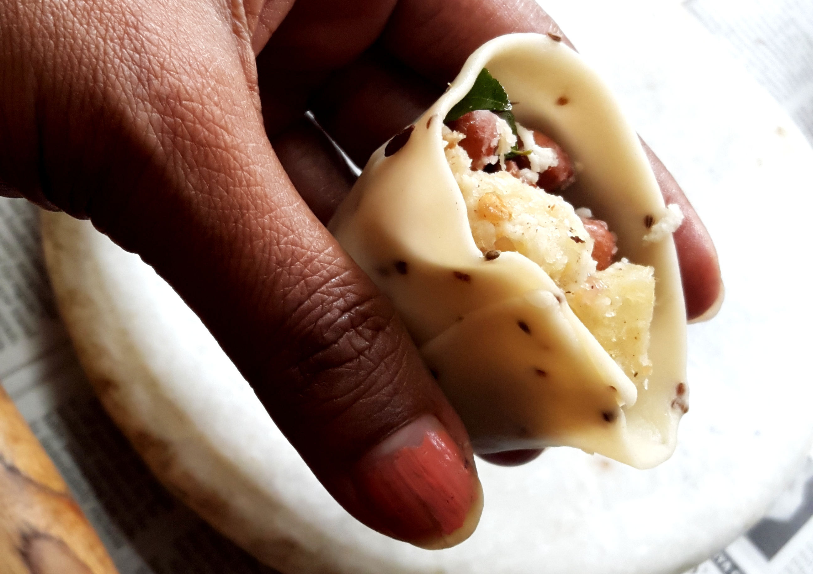 wet finger helps to join two surfaces easily), fill the stuffing in this cone