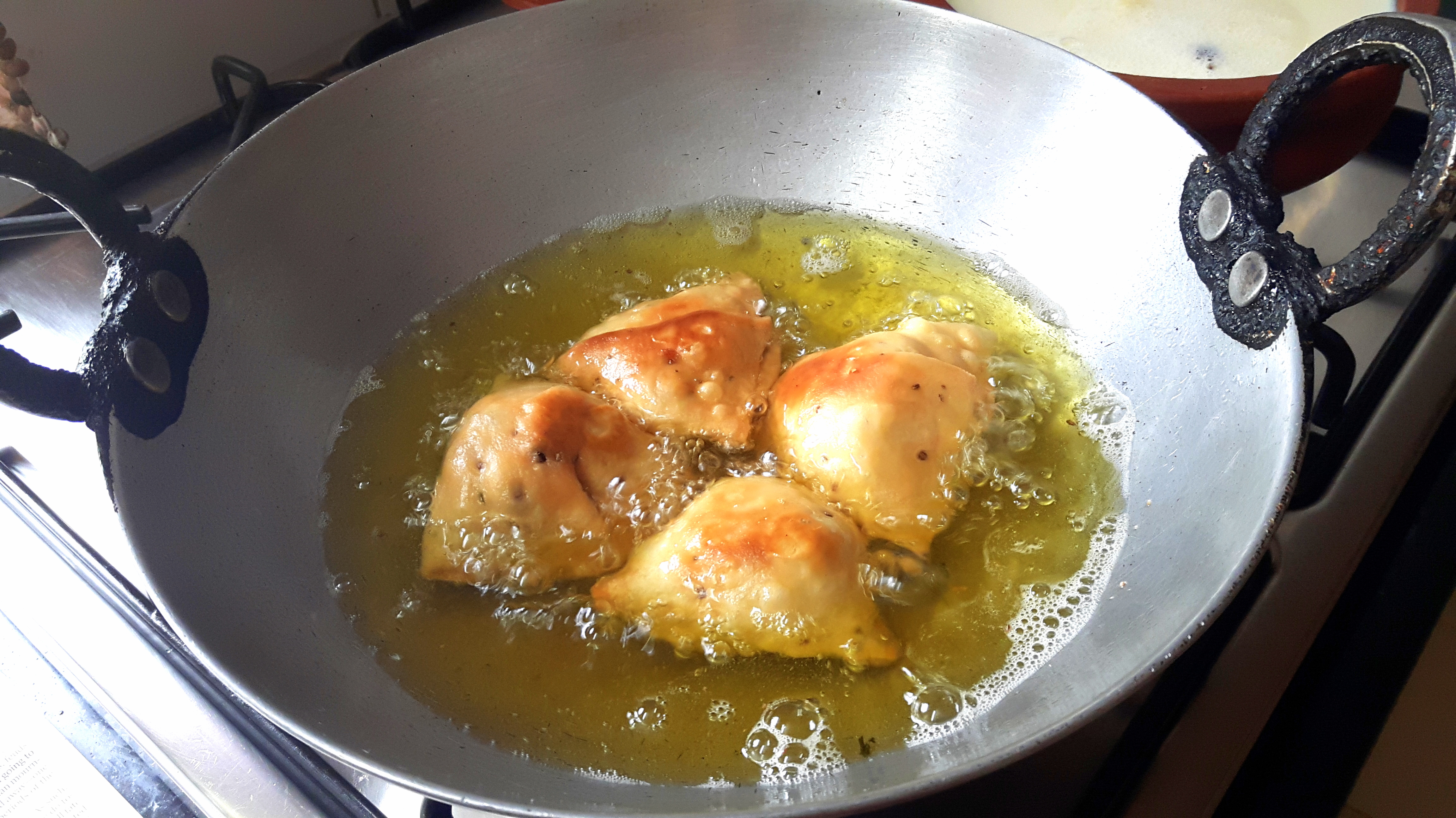 Deep fry the samosa