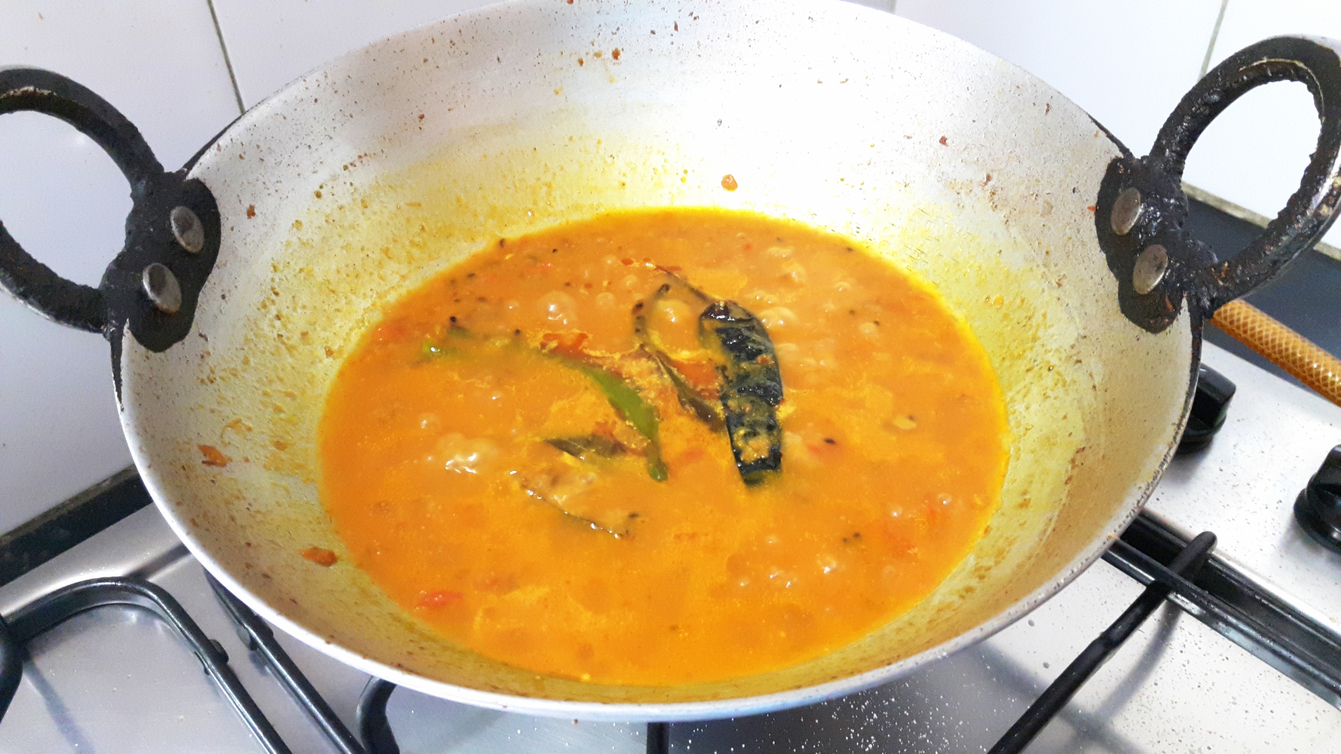 After boiling add fried Gatte