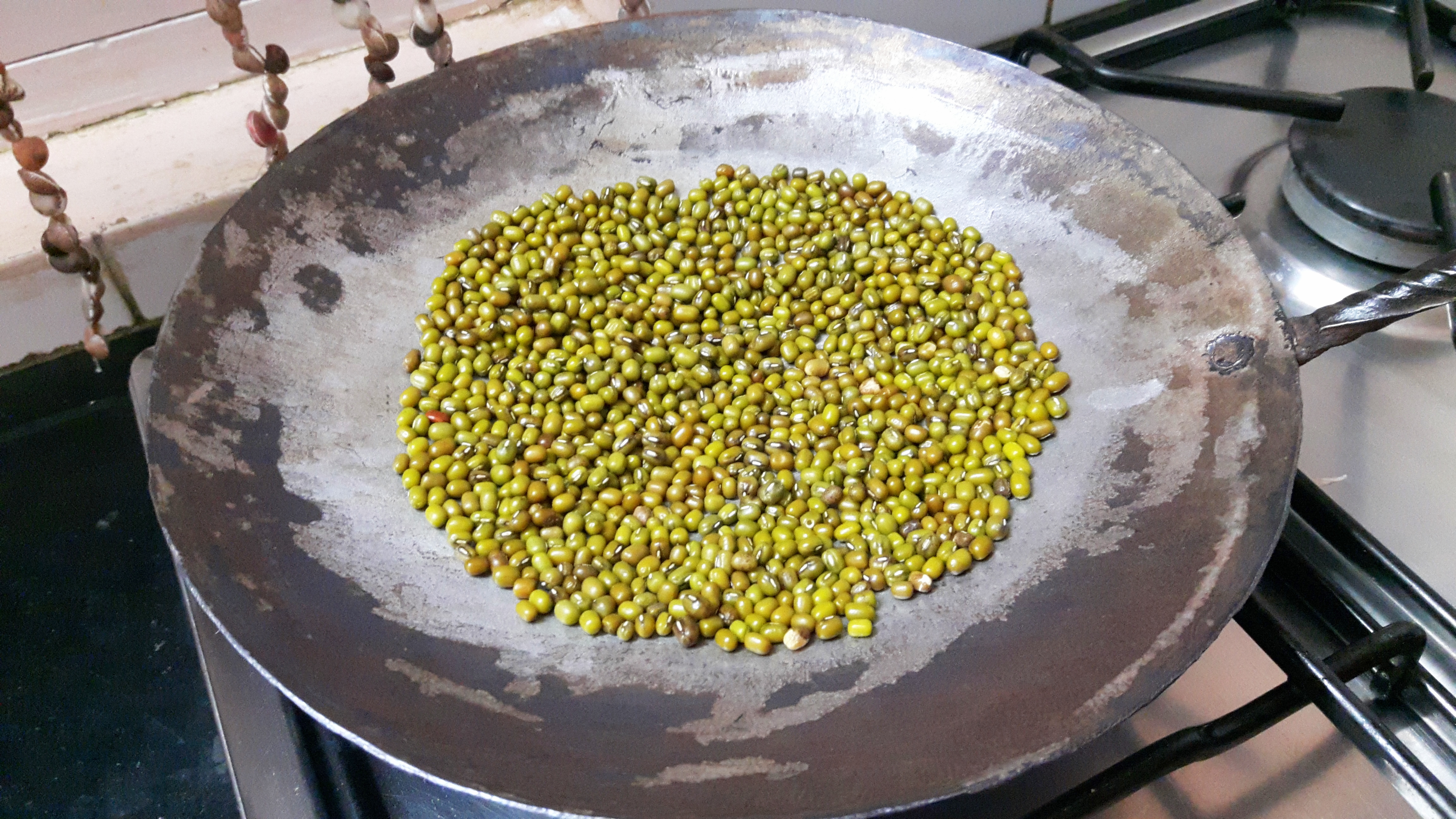 Add whole mung and dry roast