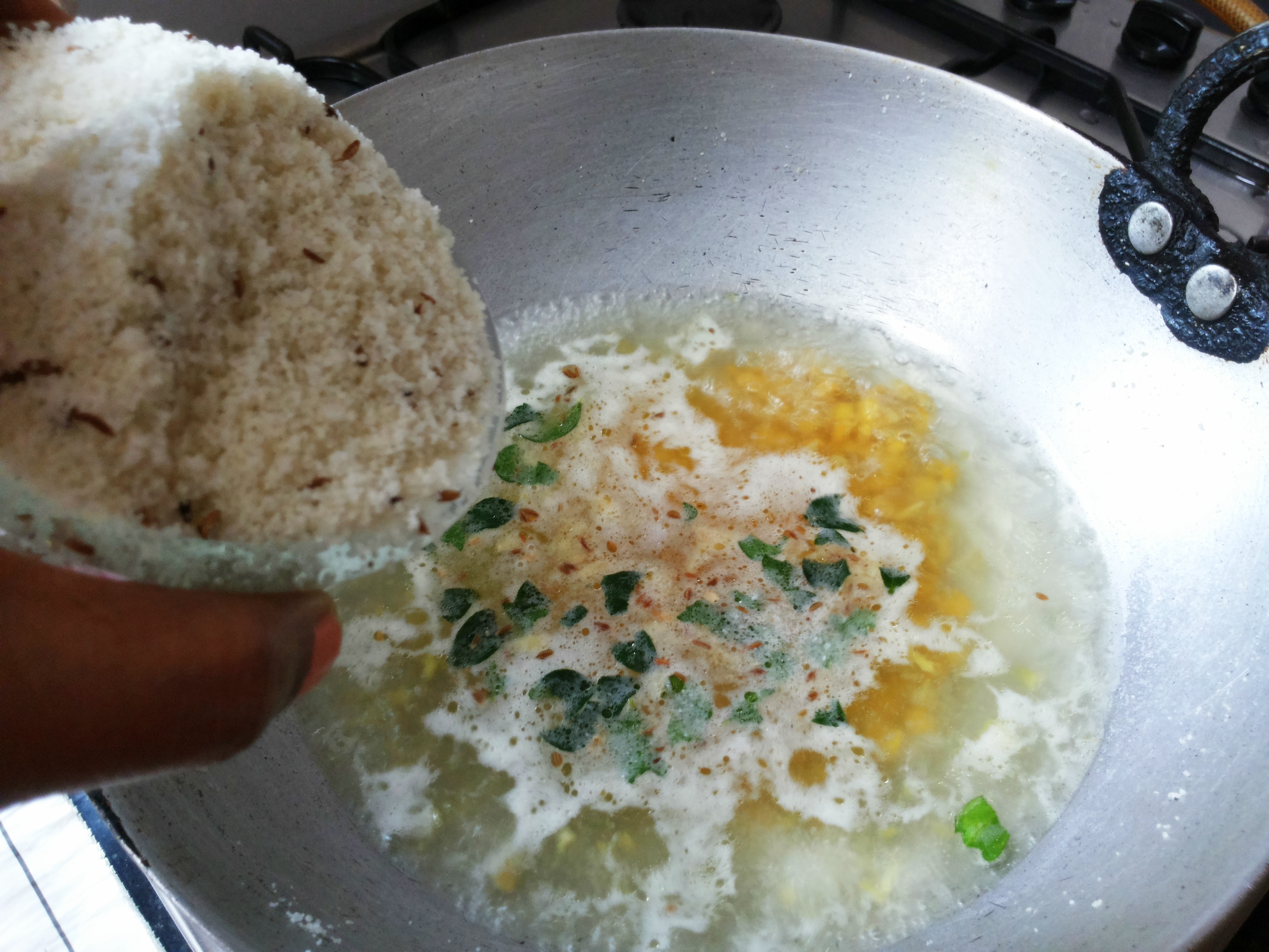 Add roasted rice rava