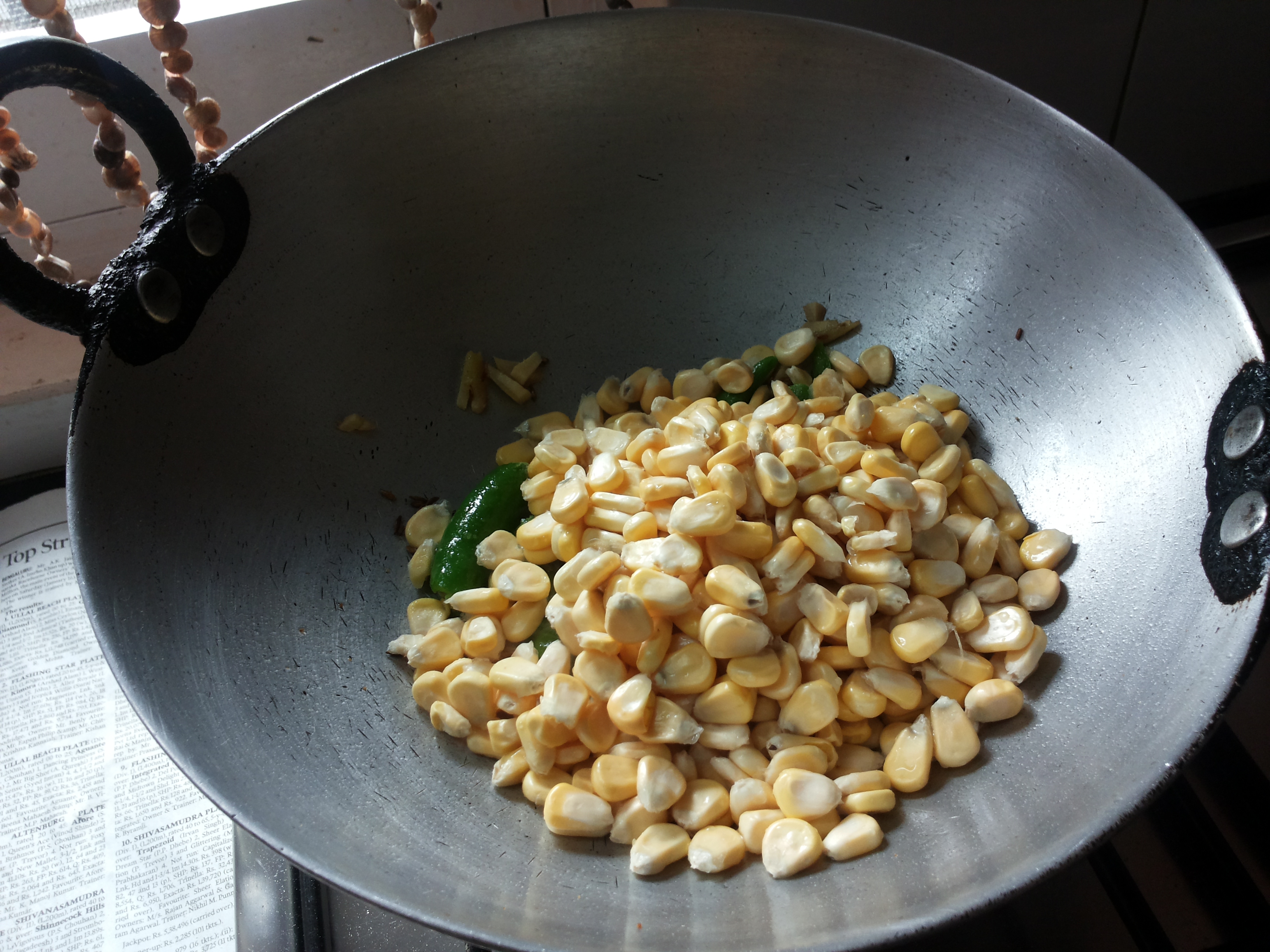 add asafoetida, corn