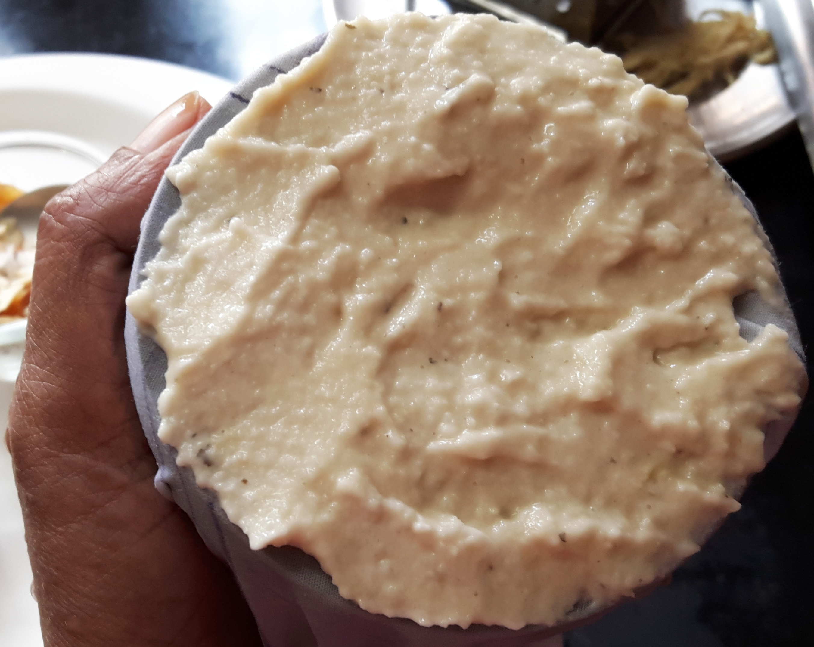 take muslin cloth spread over a bowl