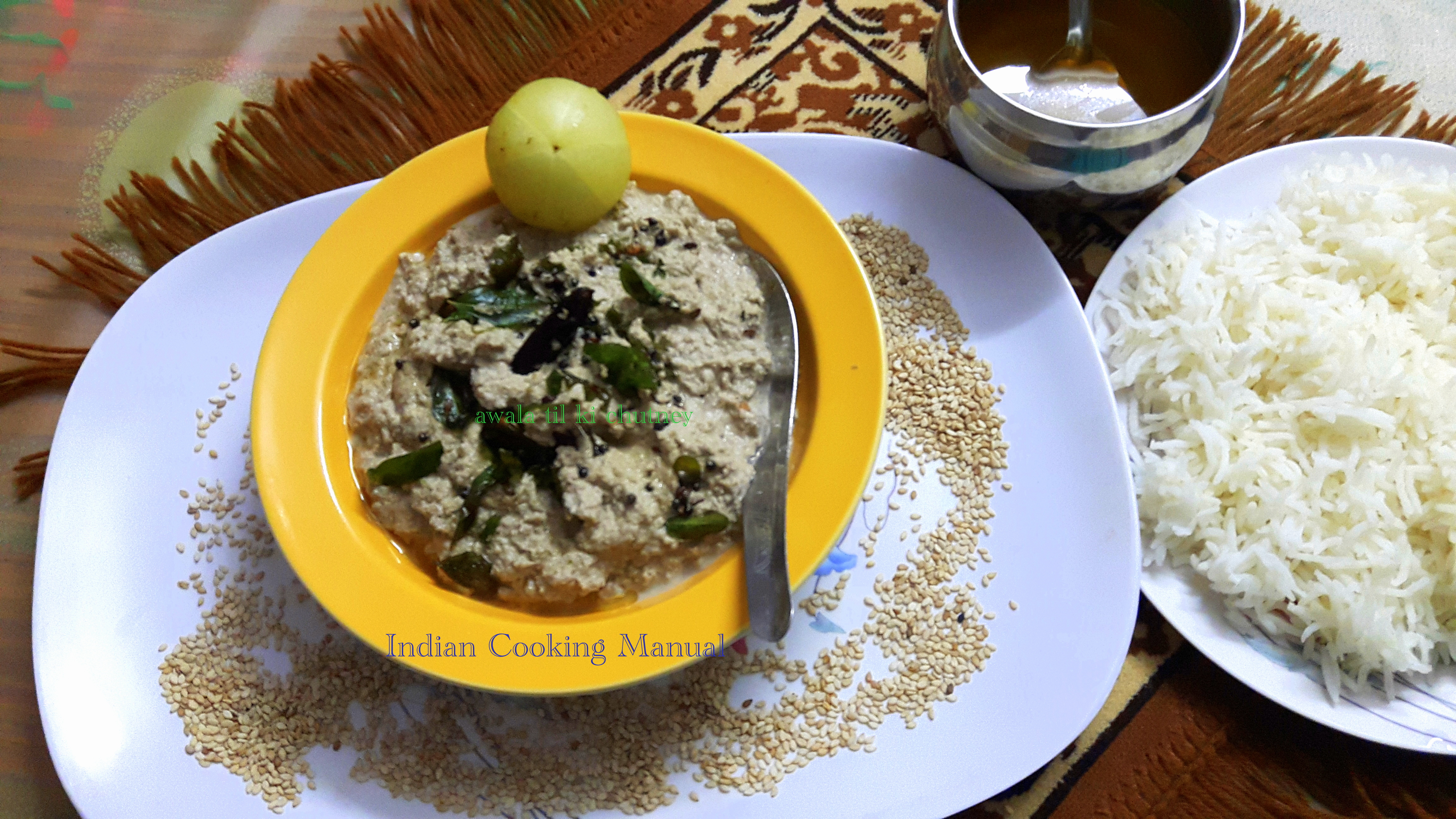 Amla-Til ki chutney (gooseberry and sesame seed chutney)