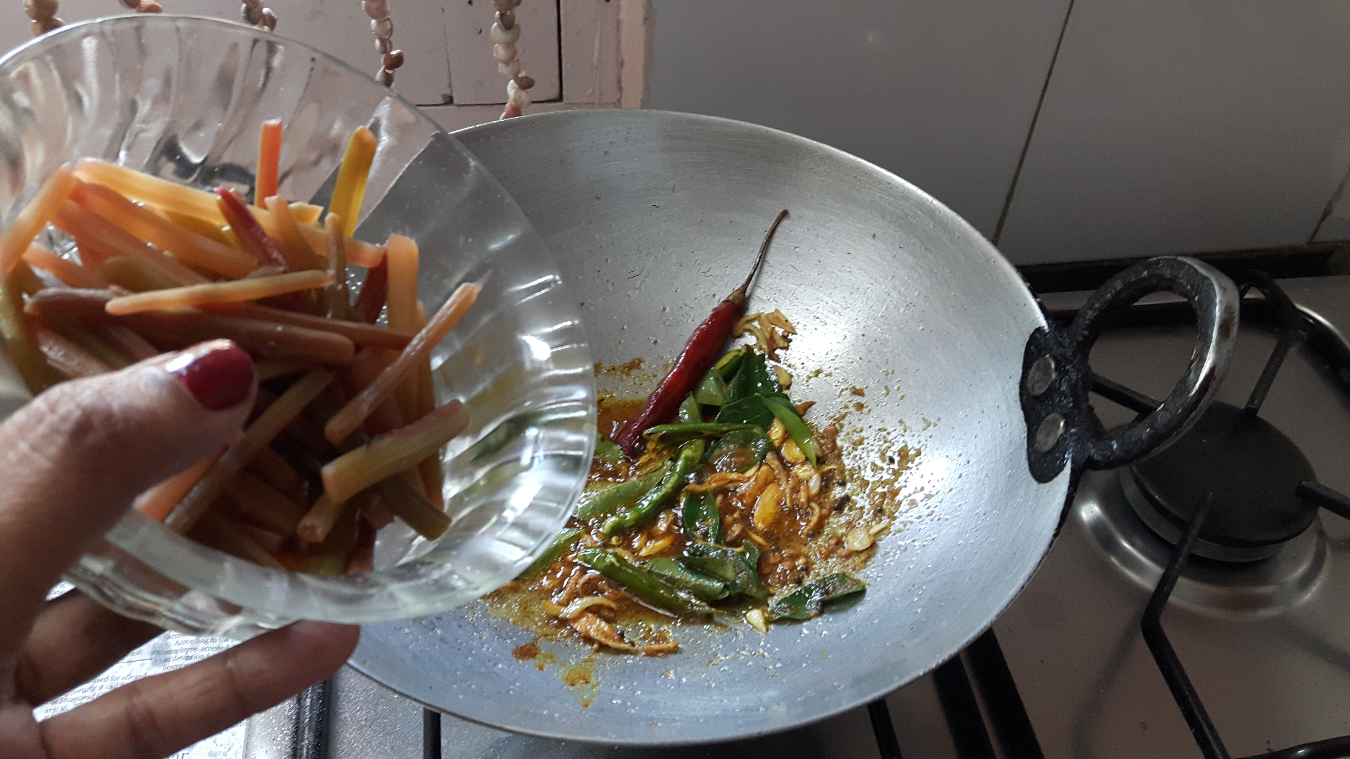 Add boiled stem