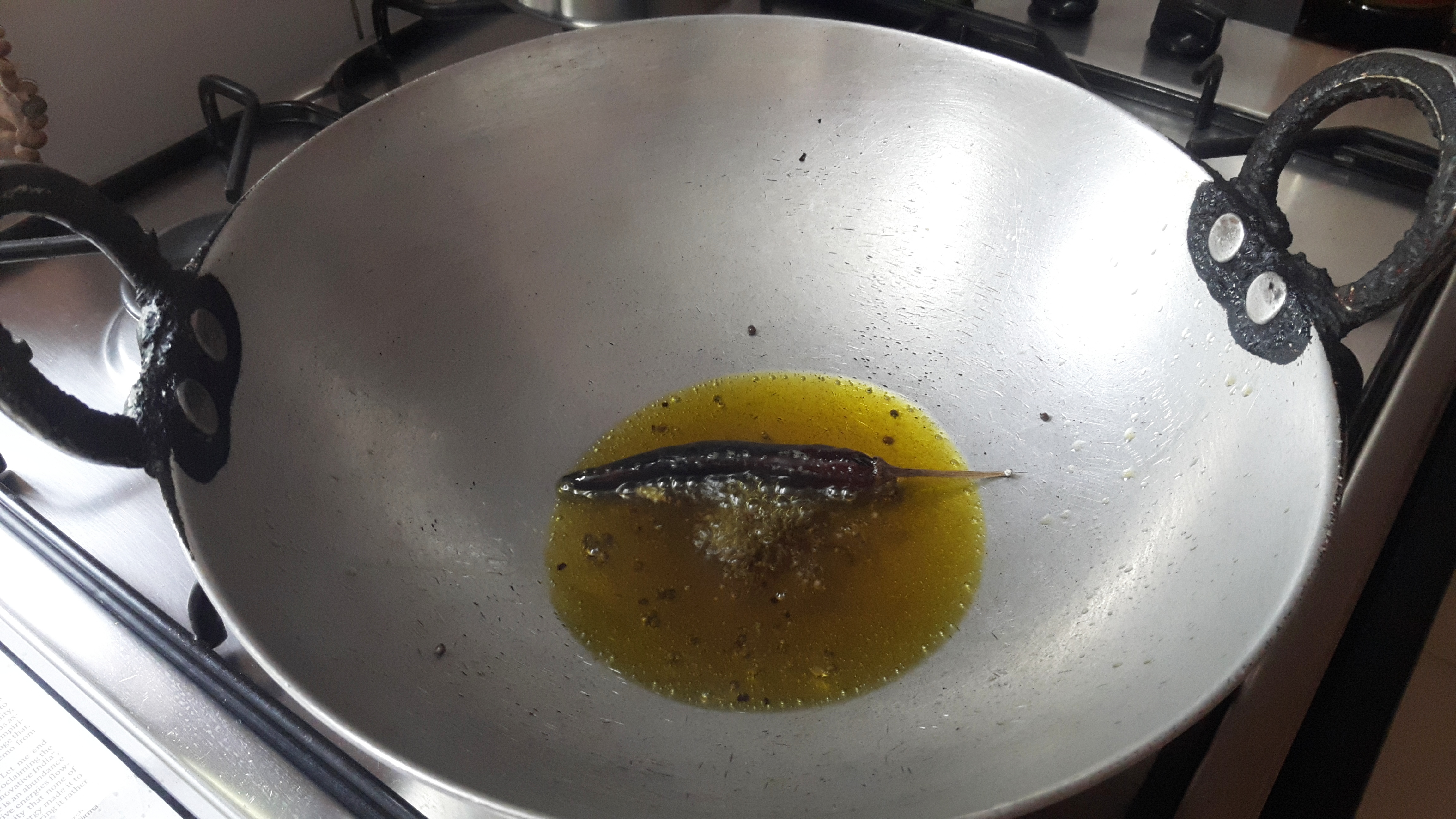 add fenugreek, mustard seed and red chili