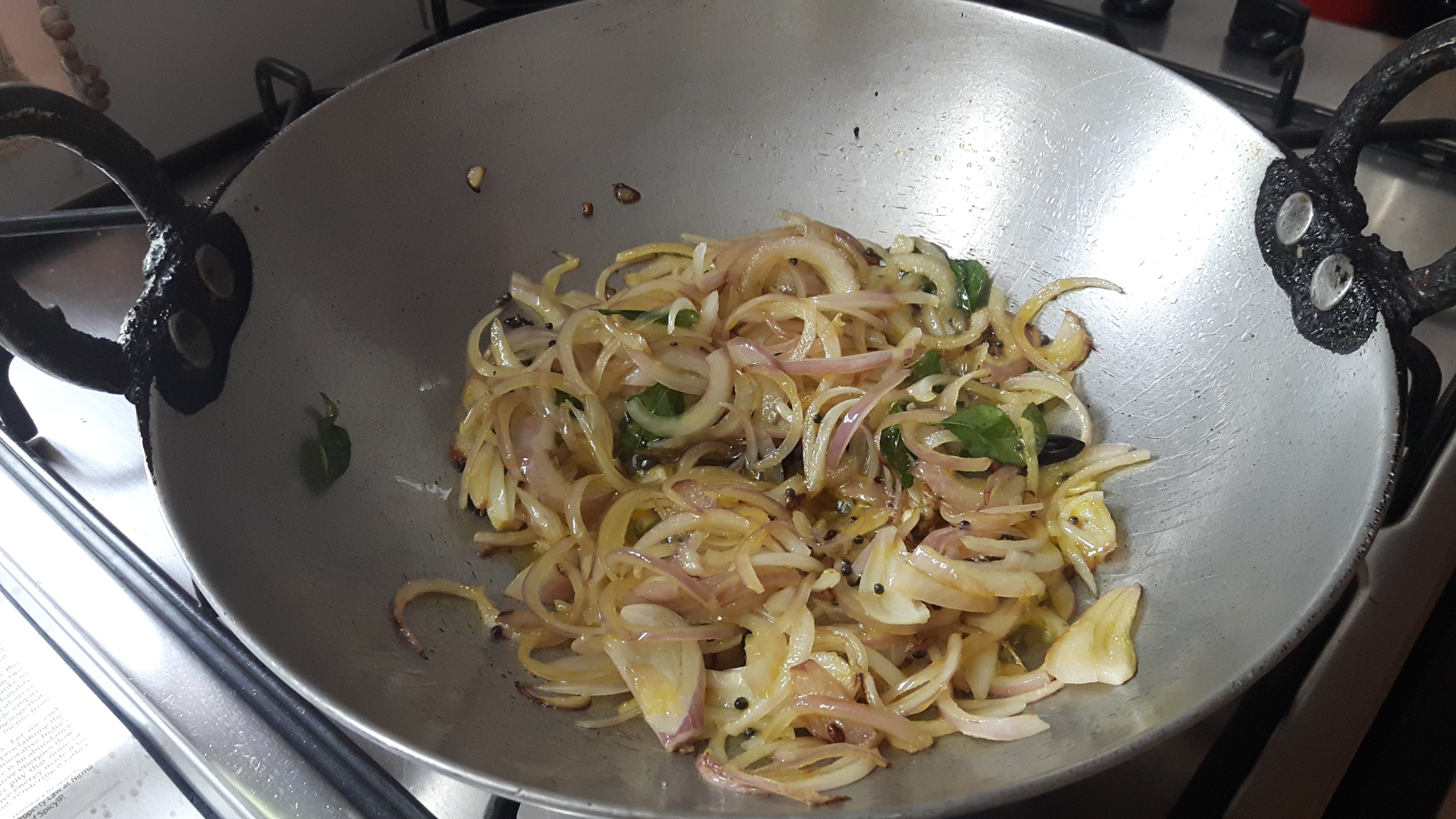 add onion and 4-5 no. of curry leaves