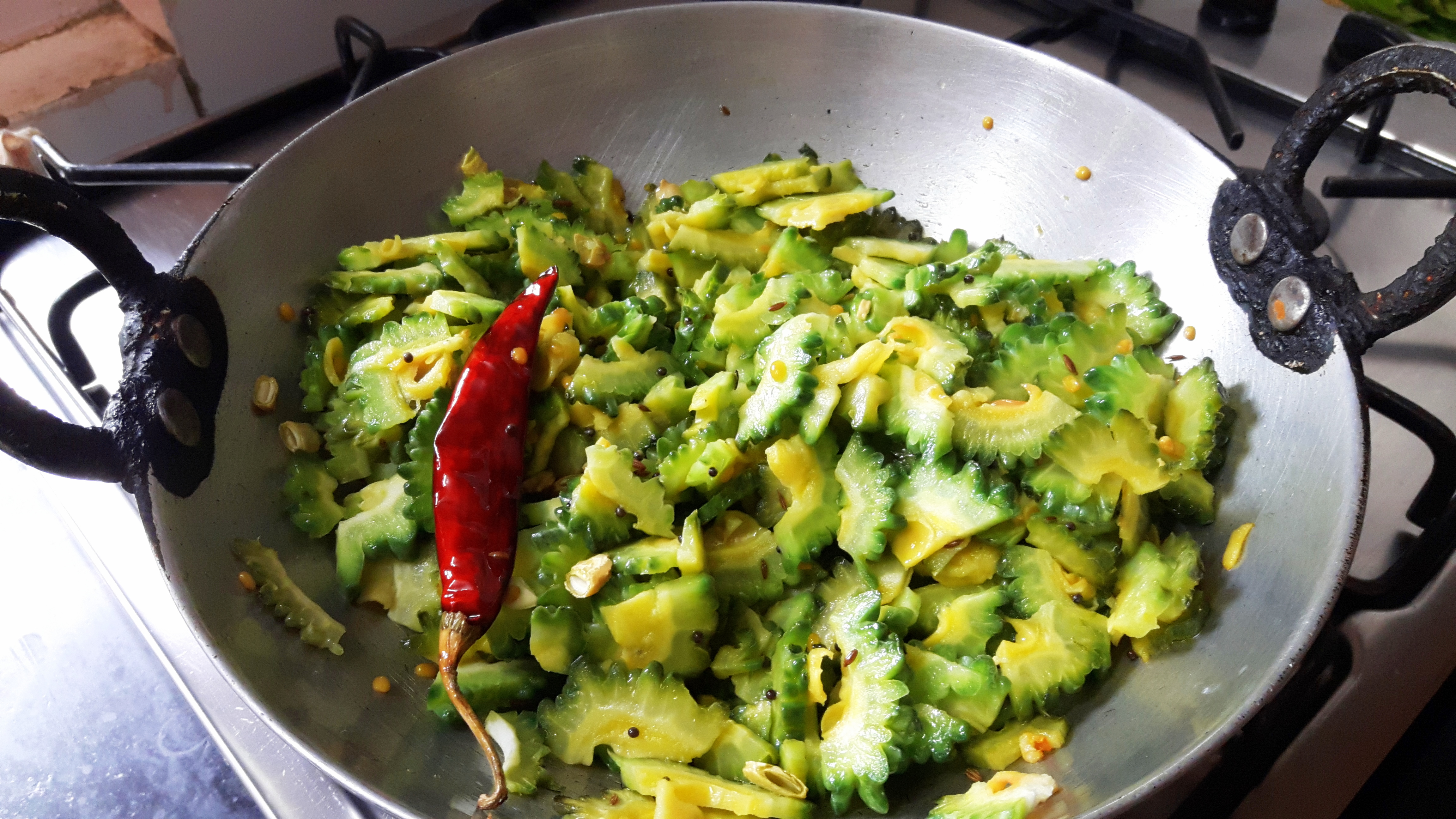 Fry until half done