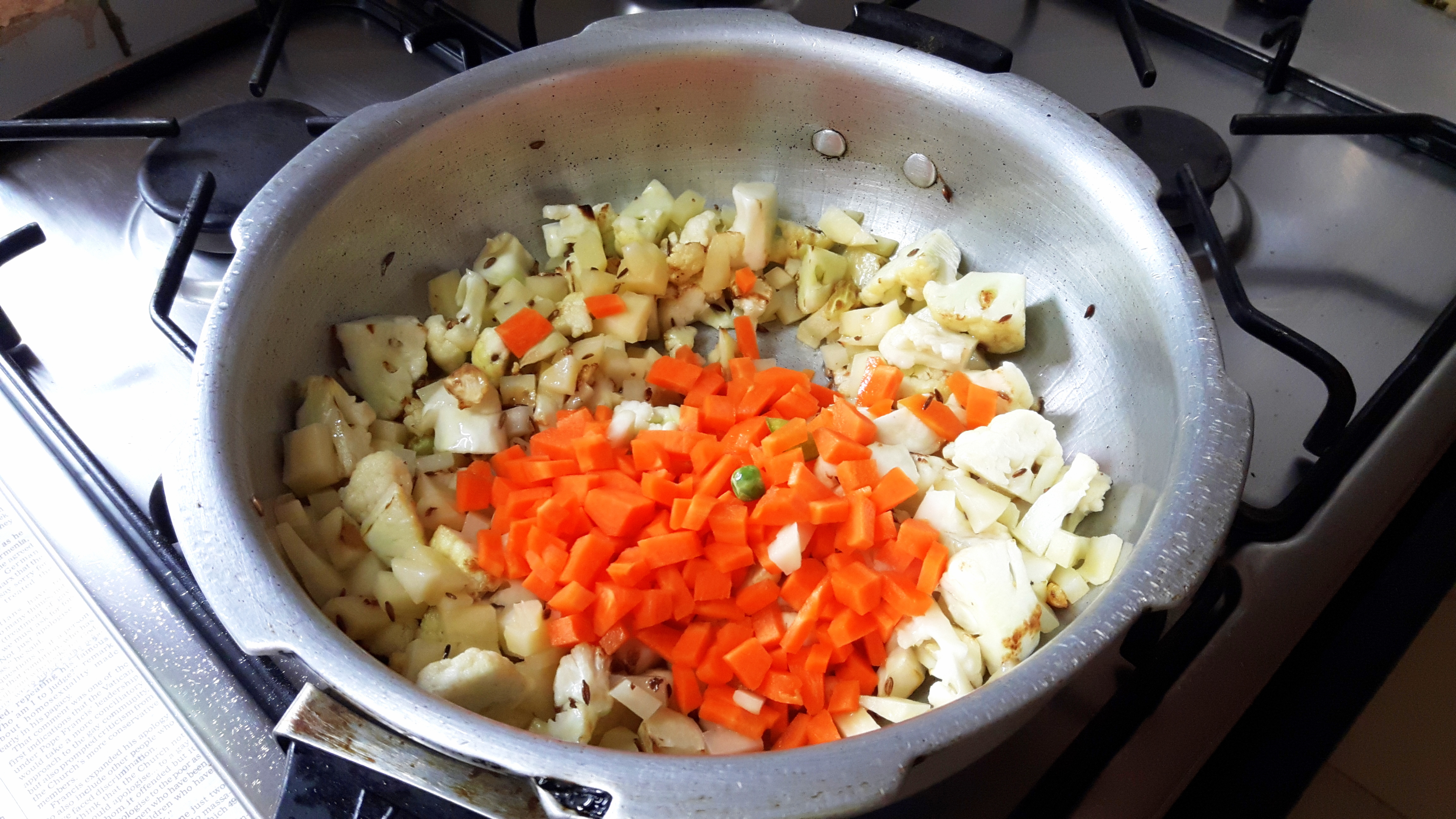 add potato, carrot, onion, capsicum
