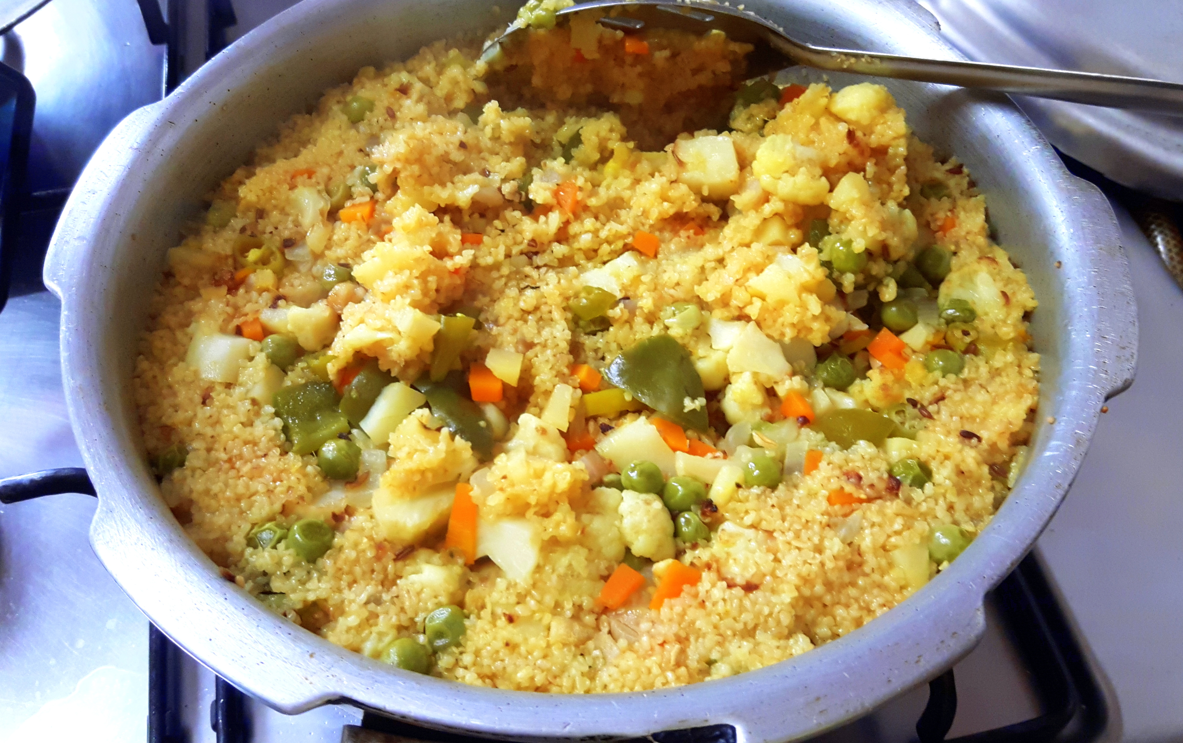 Wheat Dalia pulao (Mix vegetable wheat Dalia pulao)