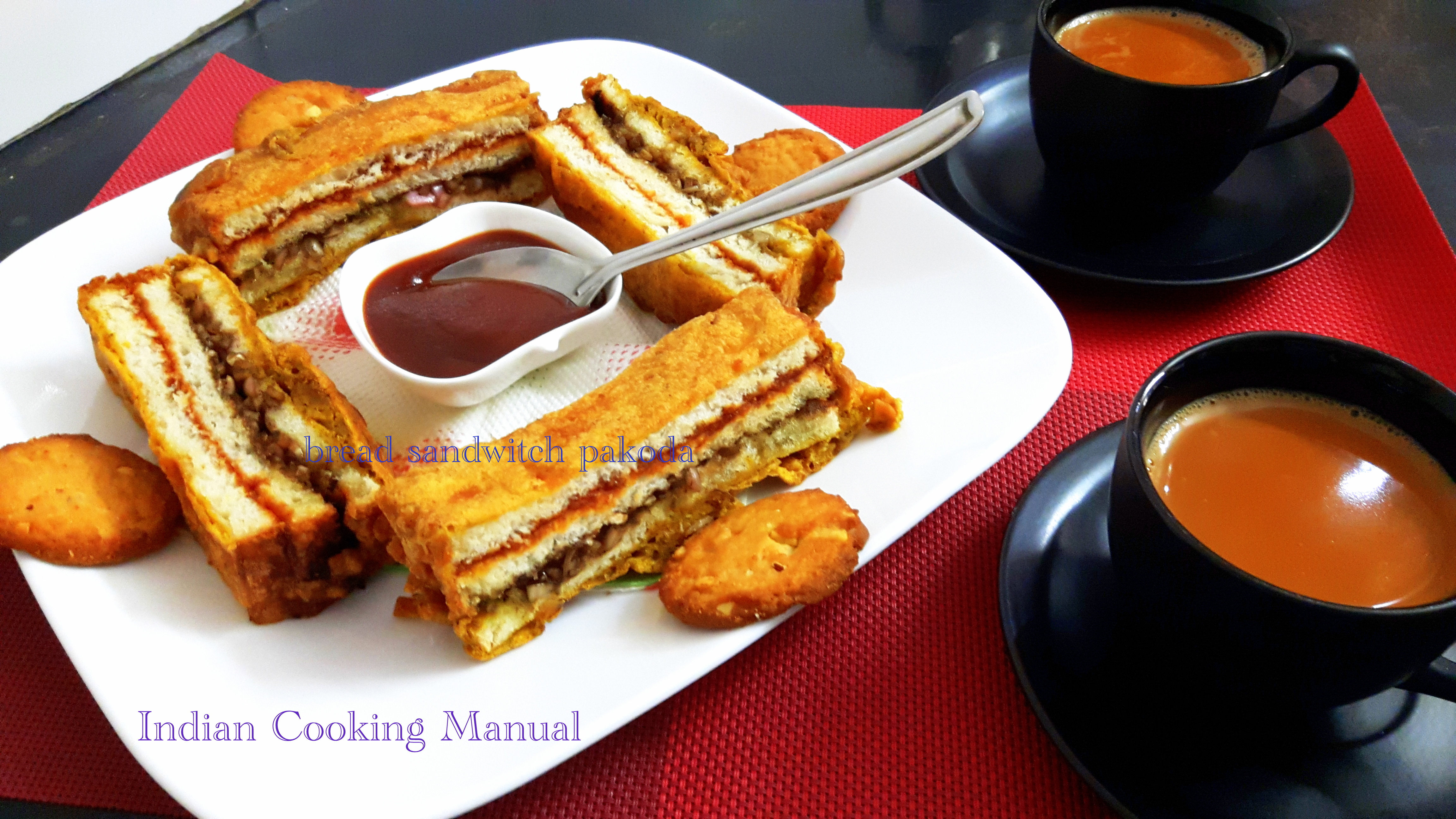 Bread sandwich pakoda (bread sandwich fritters)