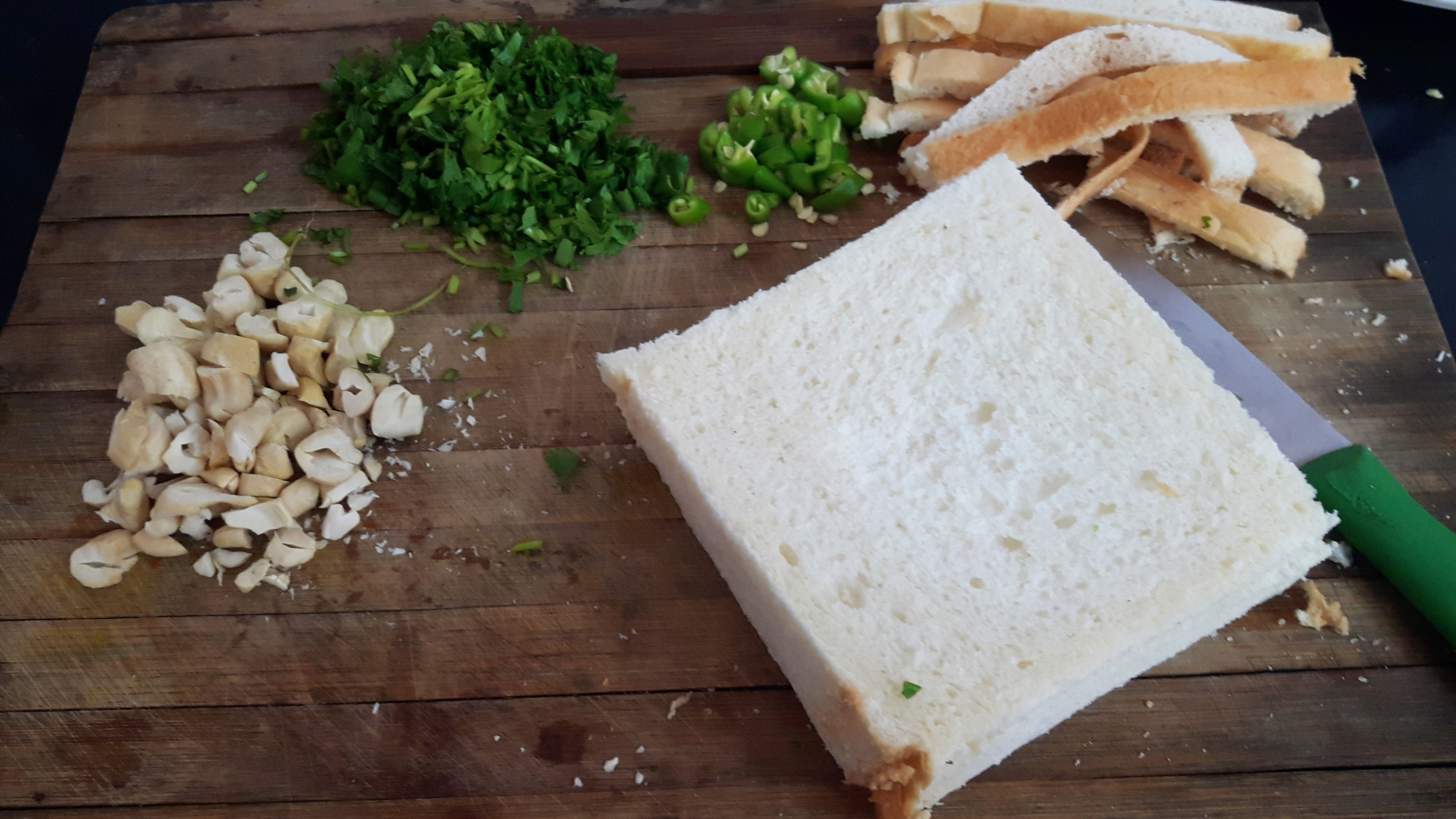 Discard the edges of bread