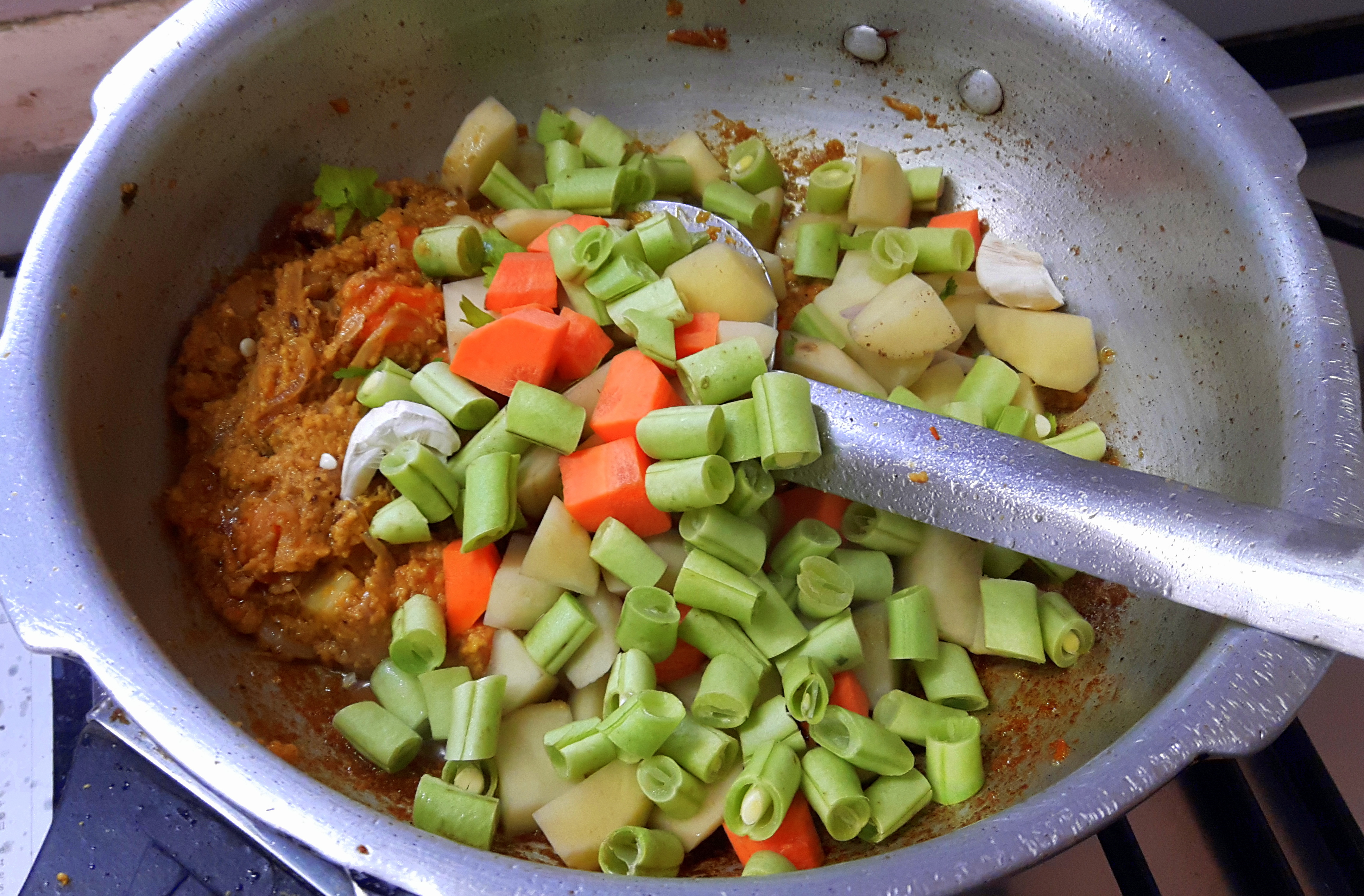 Add chopped vegetables