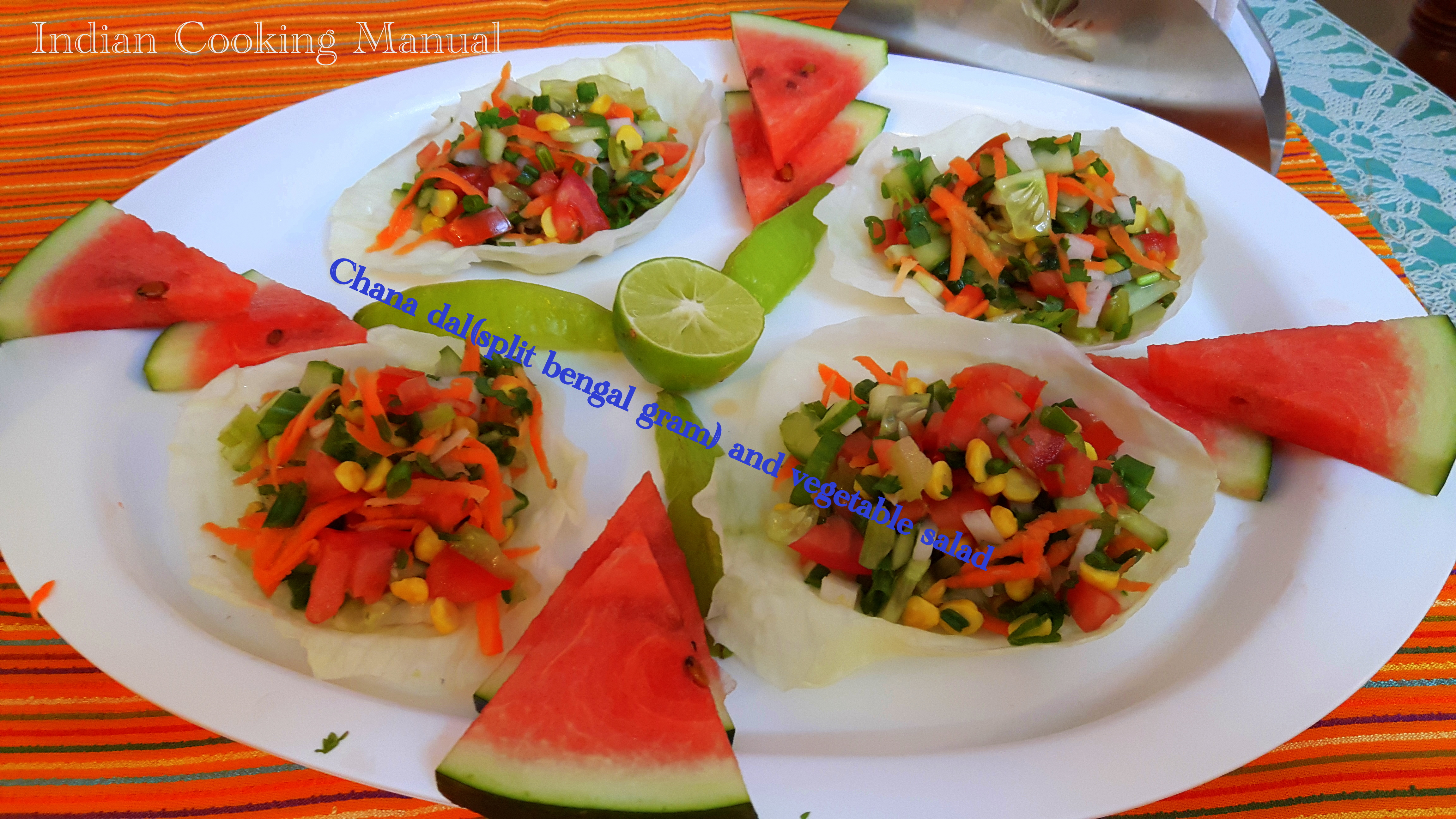 Chana dal (split Bengal gram) & vegetable salad