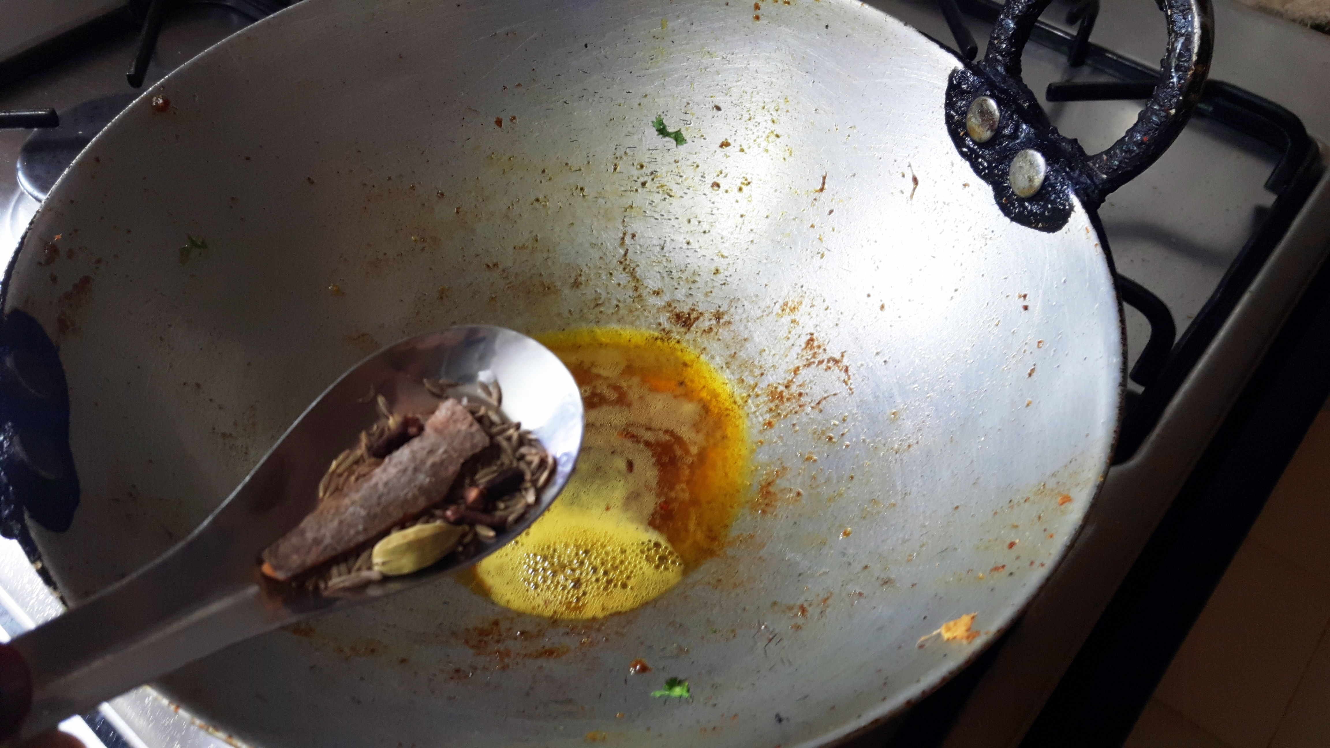 Put cumin seed, Cinnamon, Clove and green cardamom