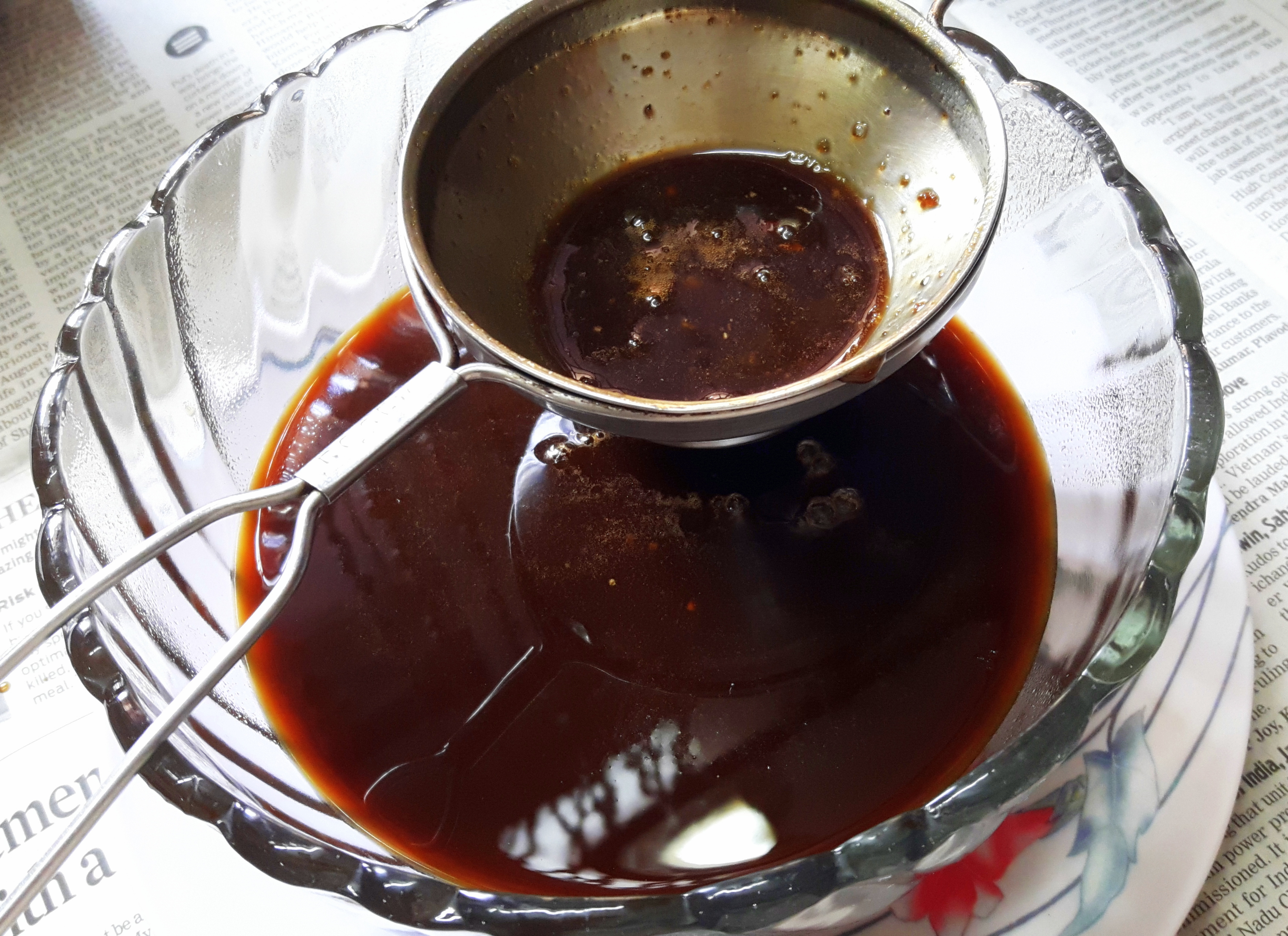 sieve the Jaggery syrup