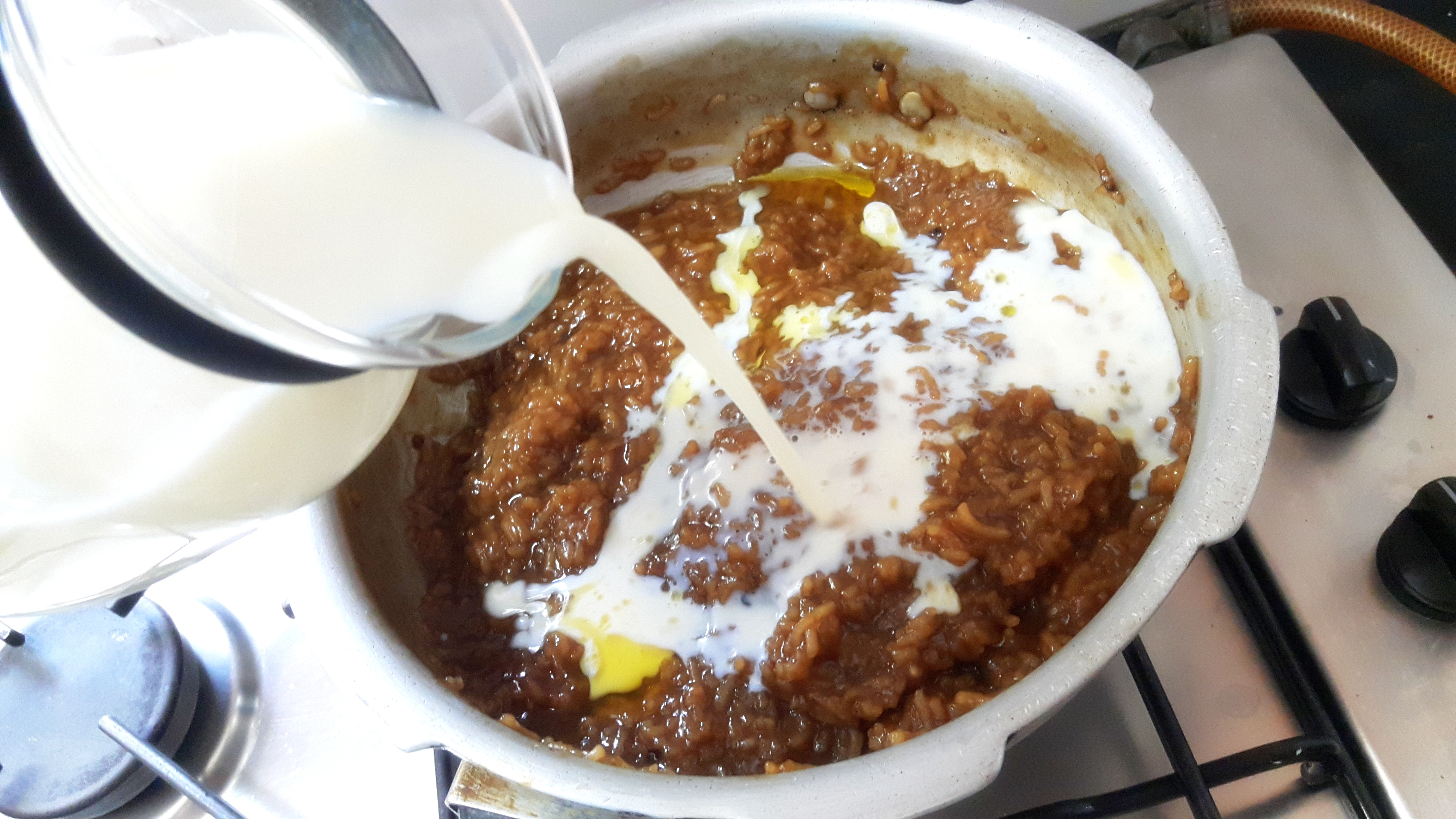 Add hot milk