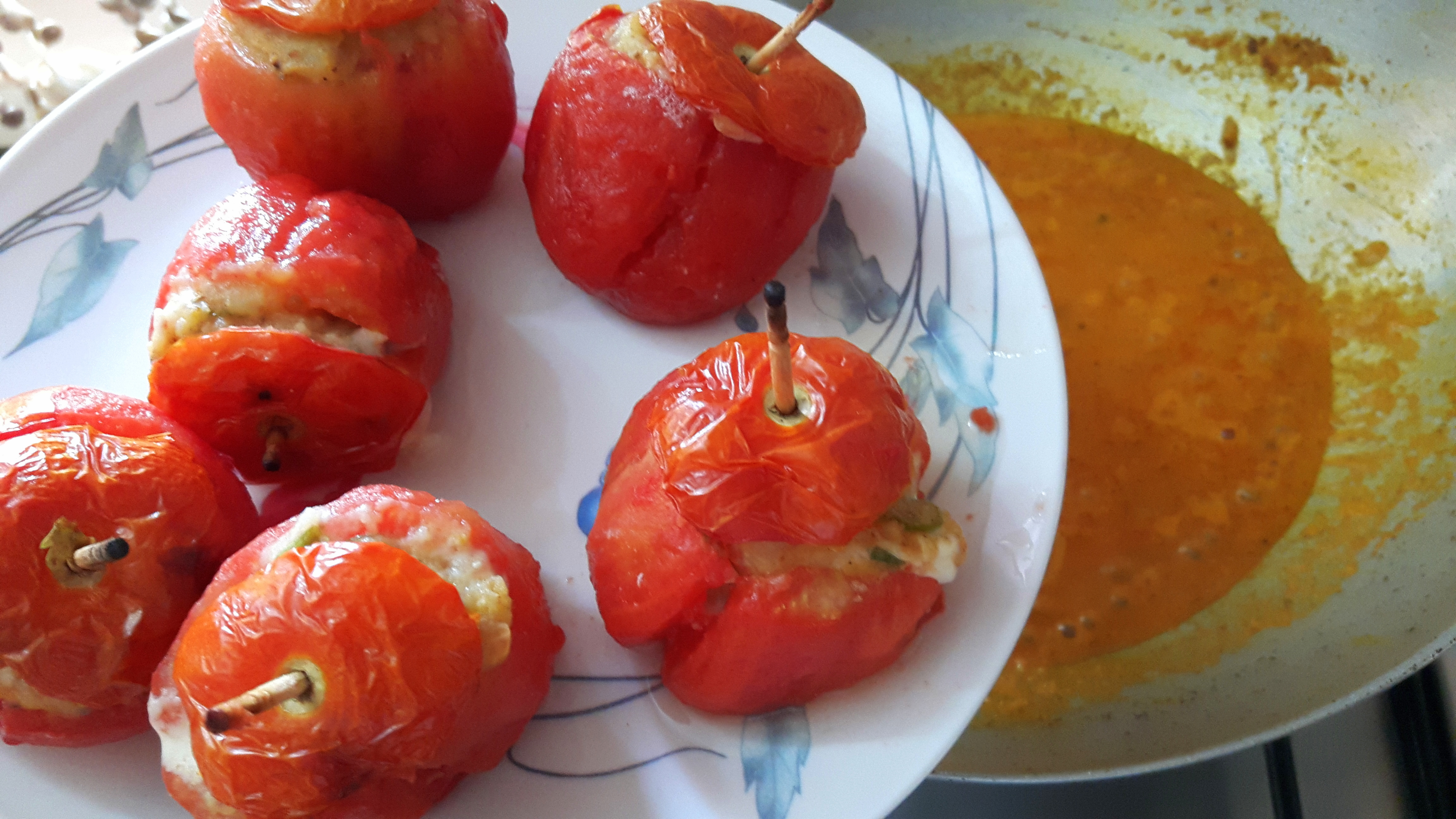 Take out from OTG; discard the peel of the tomatoes