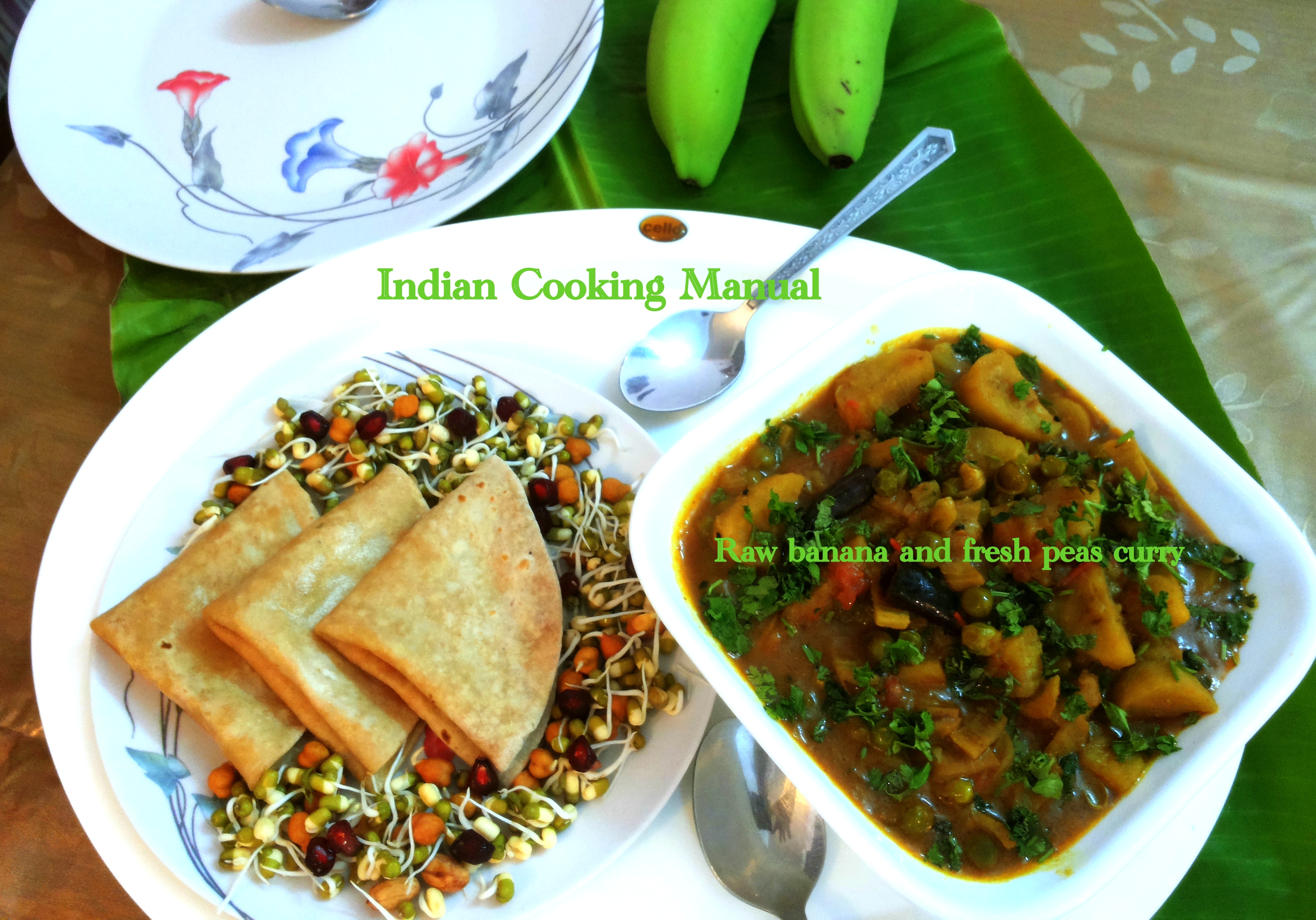 Raw banana and fresh peas curry