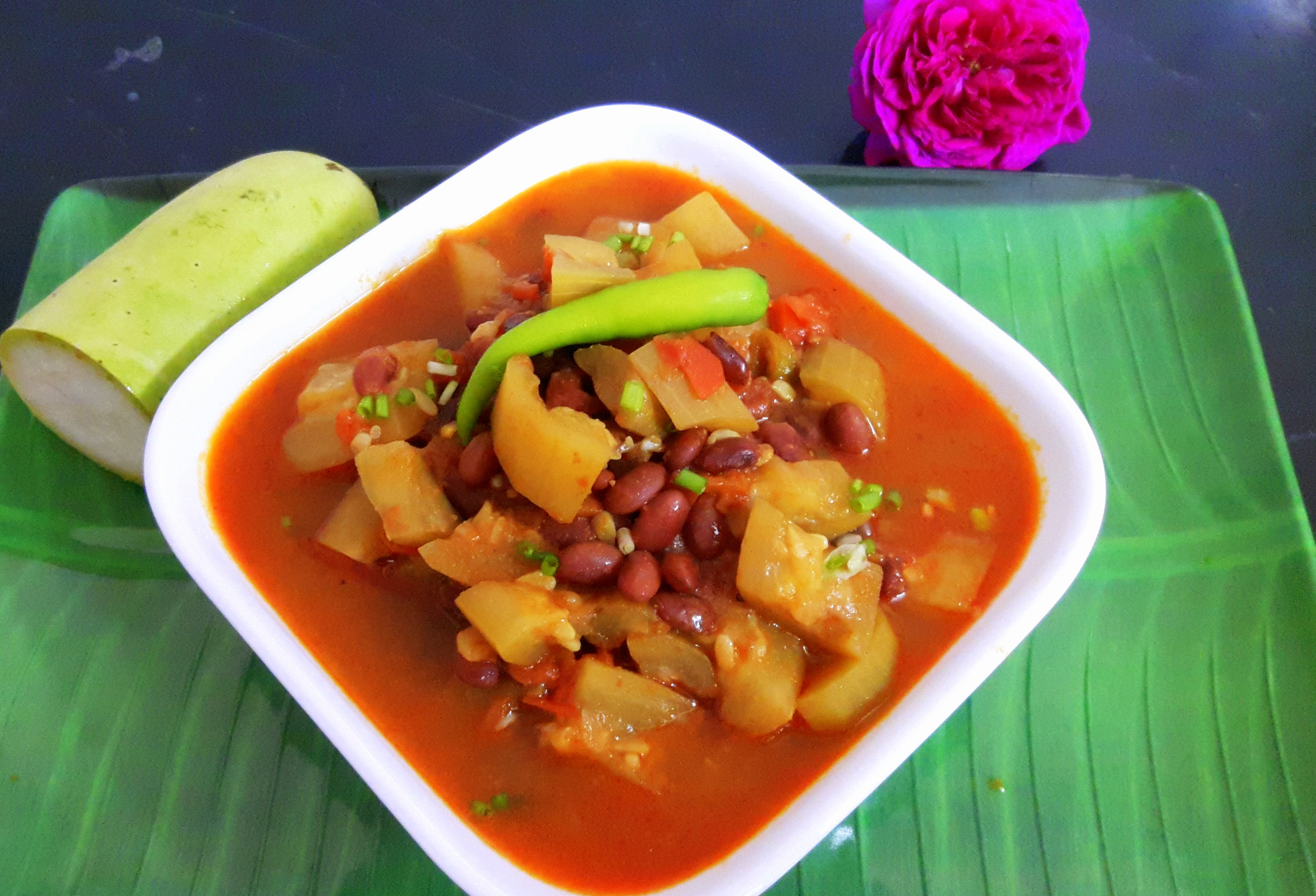 Lauki with Rajma (Bottle gourd with red beans)