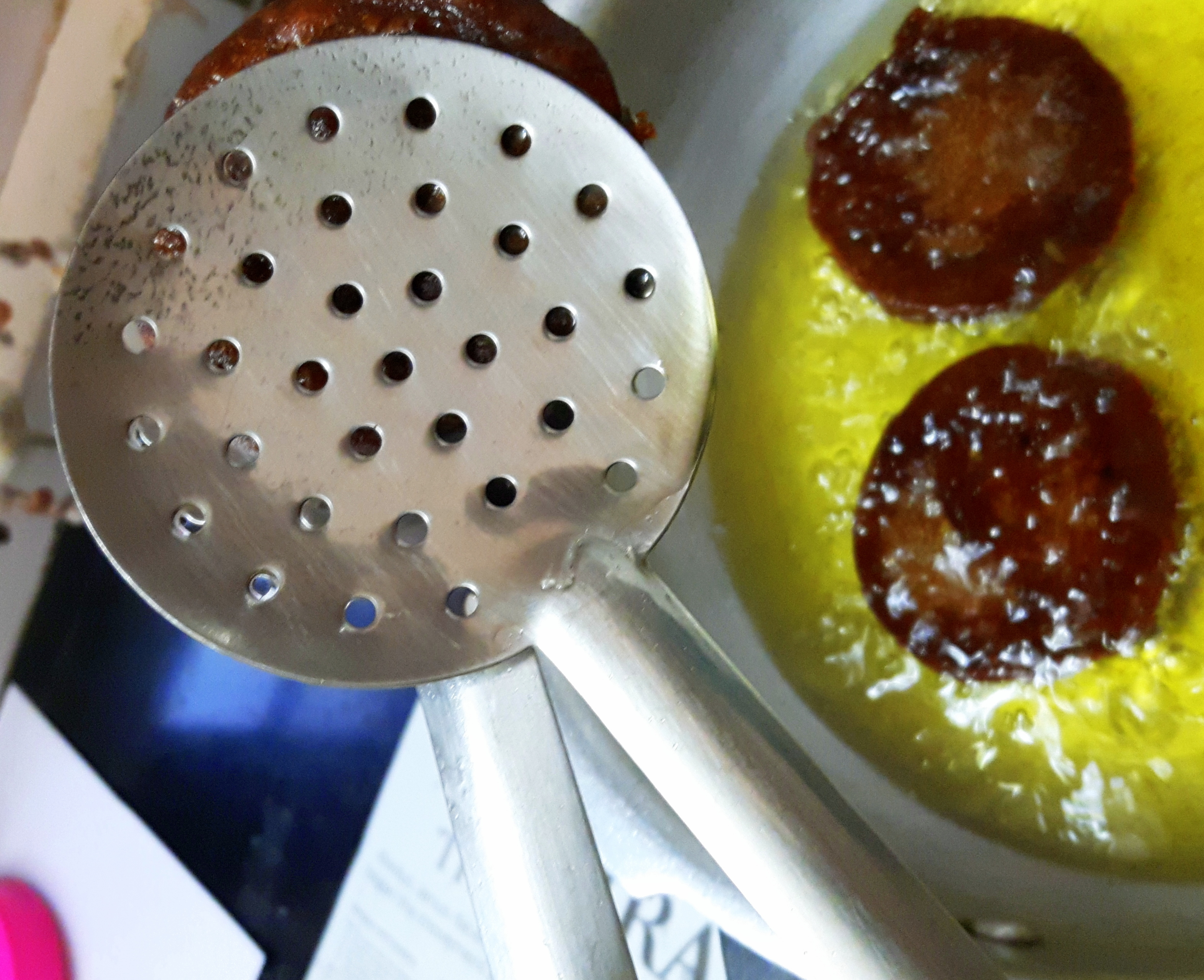 Remove from pan by pressing with two spoons