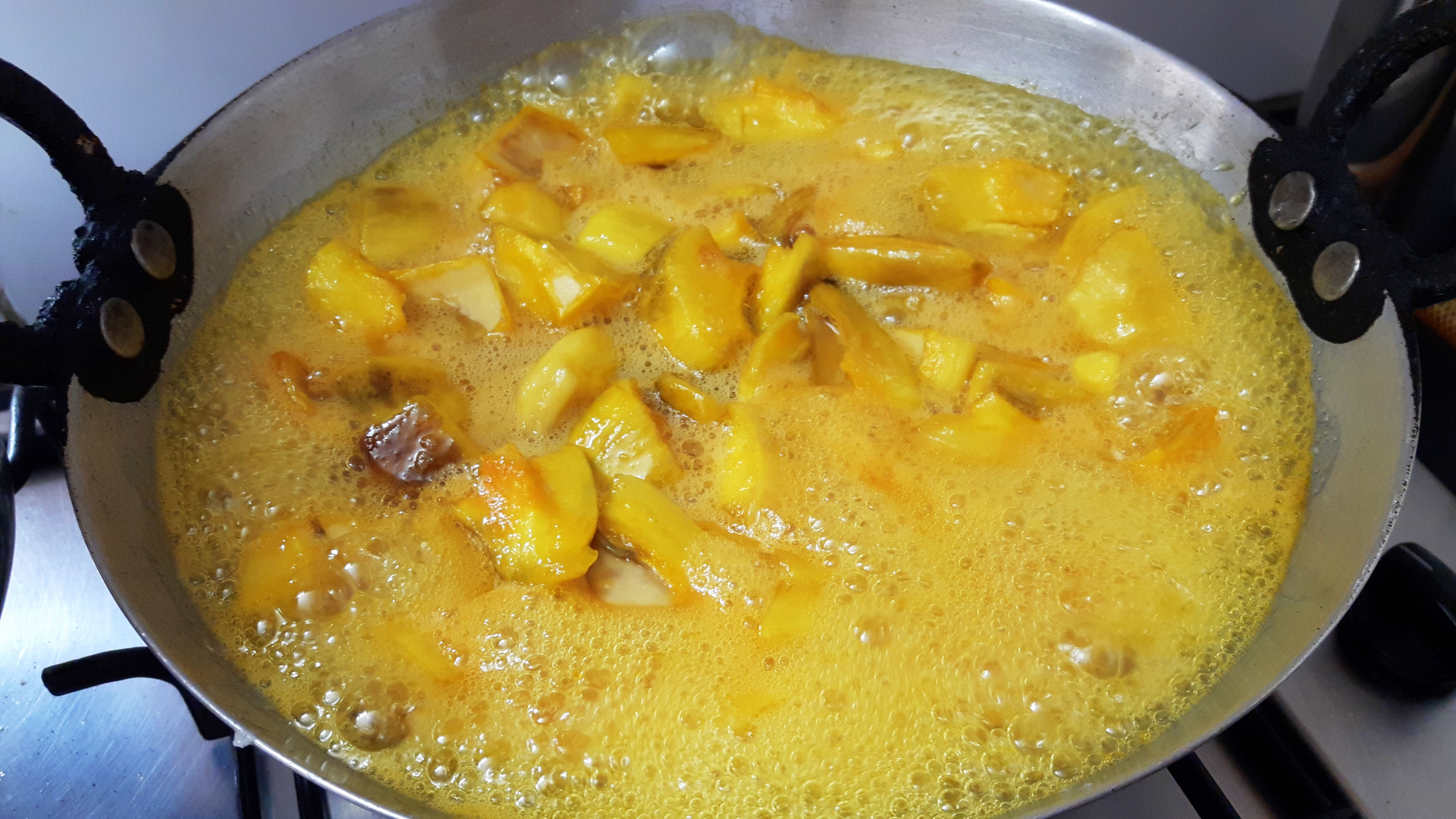 Add prepared raw mango pieces