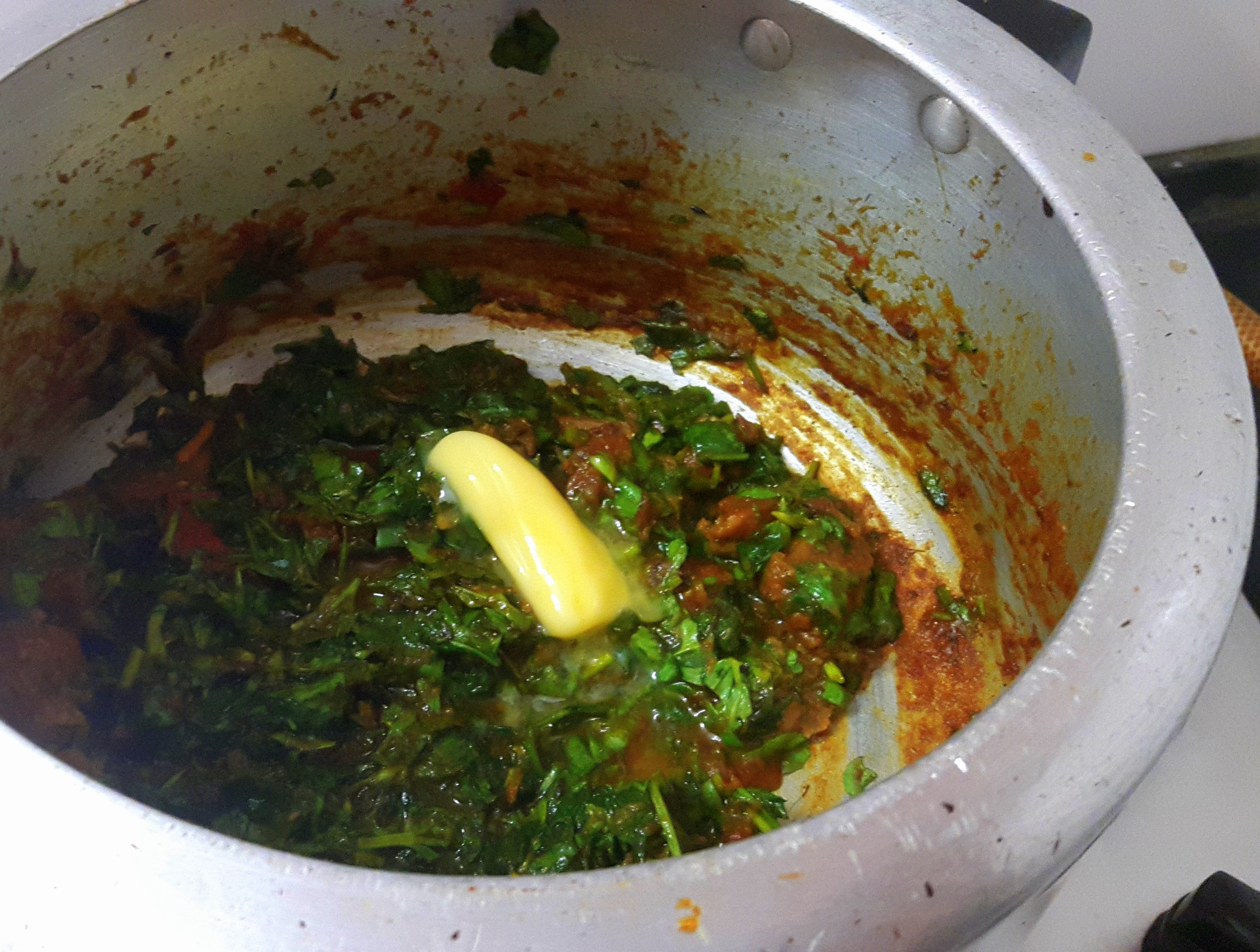 add methi leaves and butter