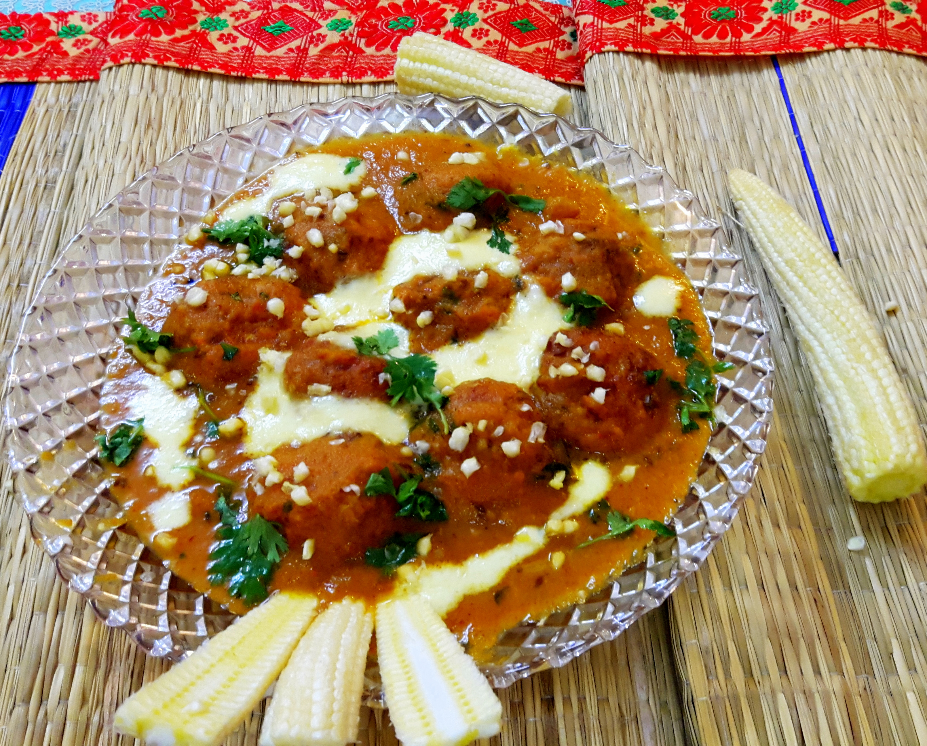 Baby corn kofta curry