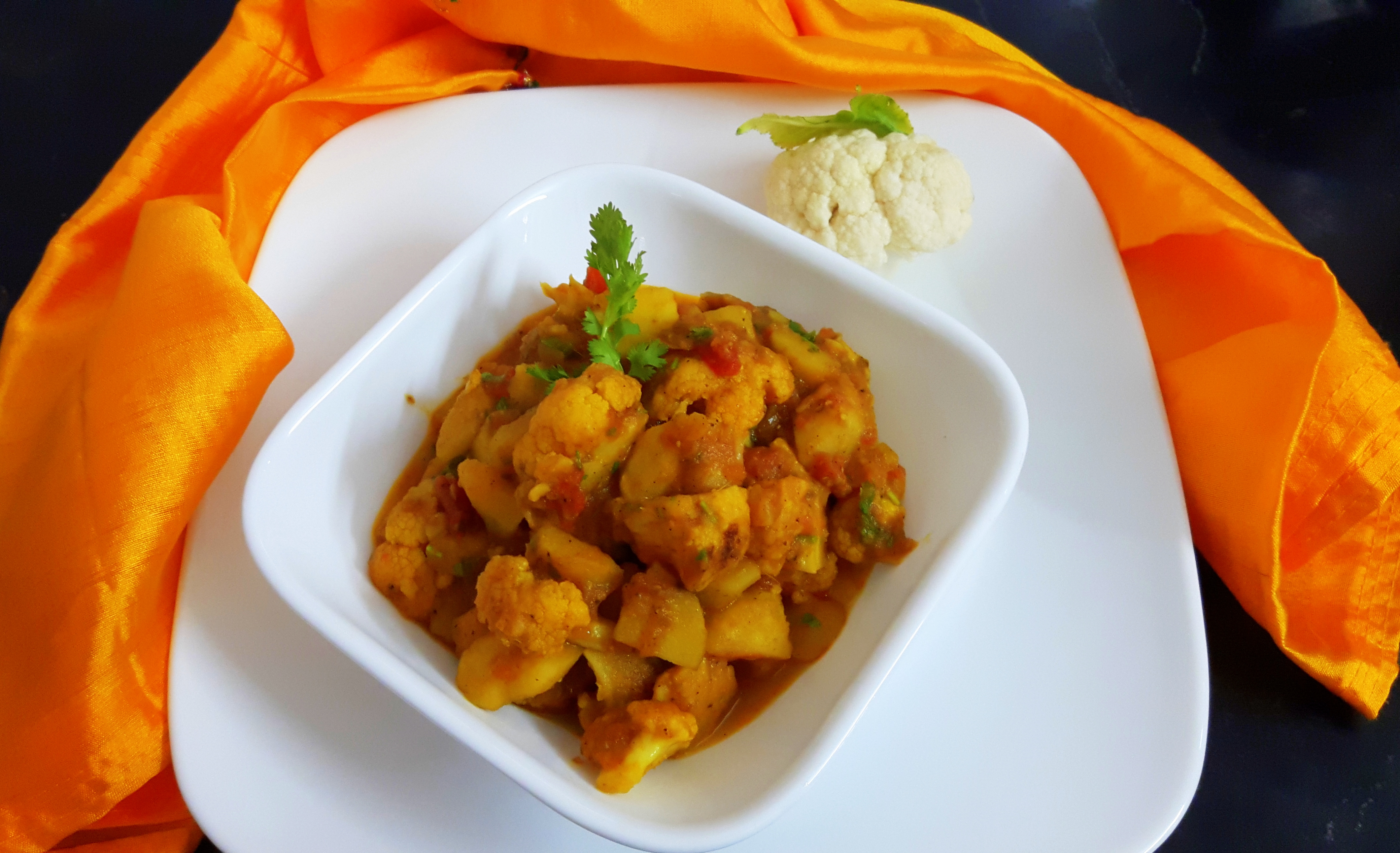 Aaloo Gobhi (potato and cauliflower) without onion and garlic