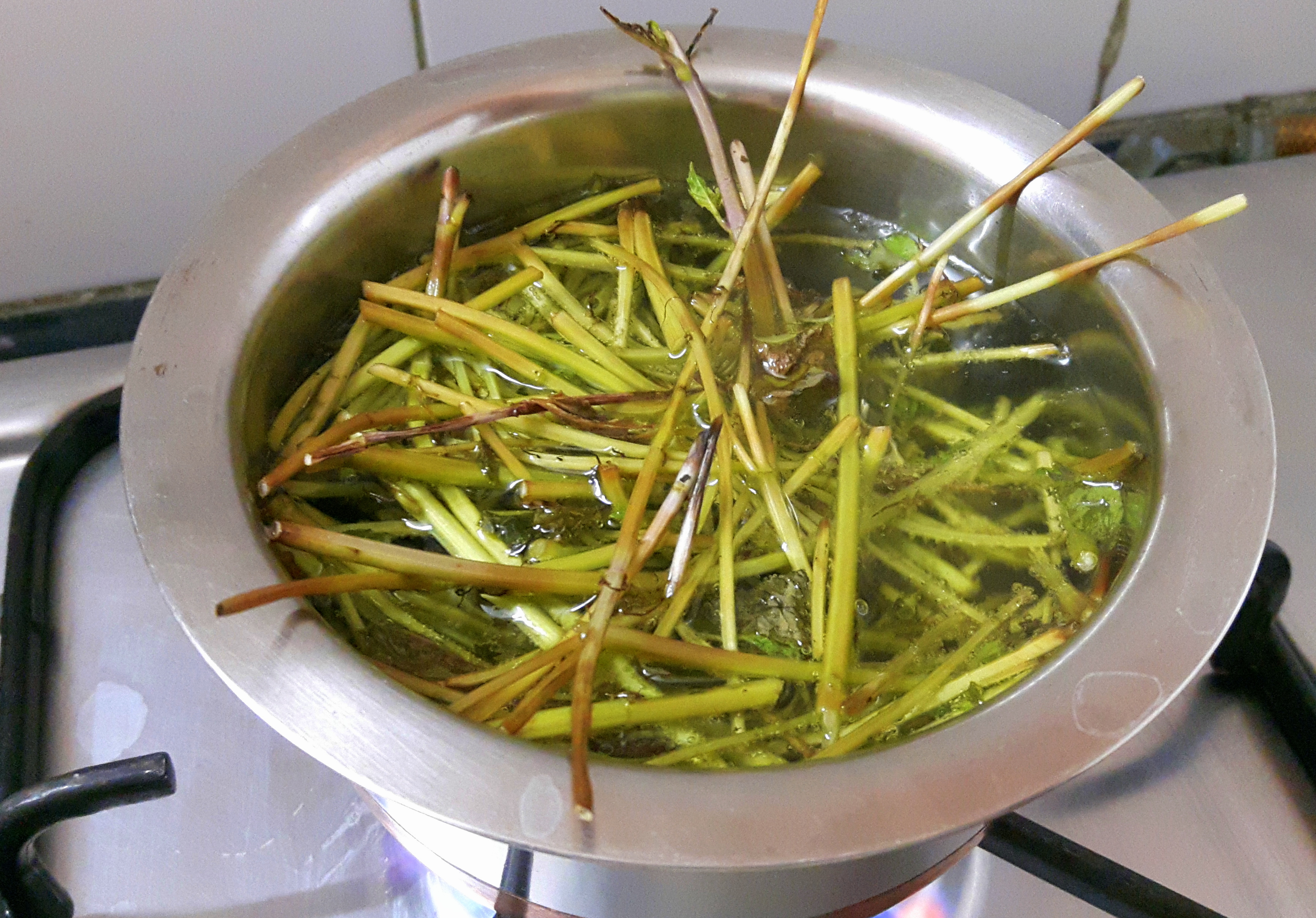 Boil the stem of mint