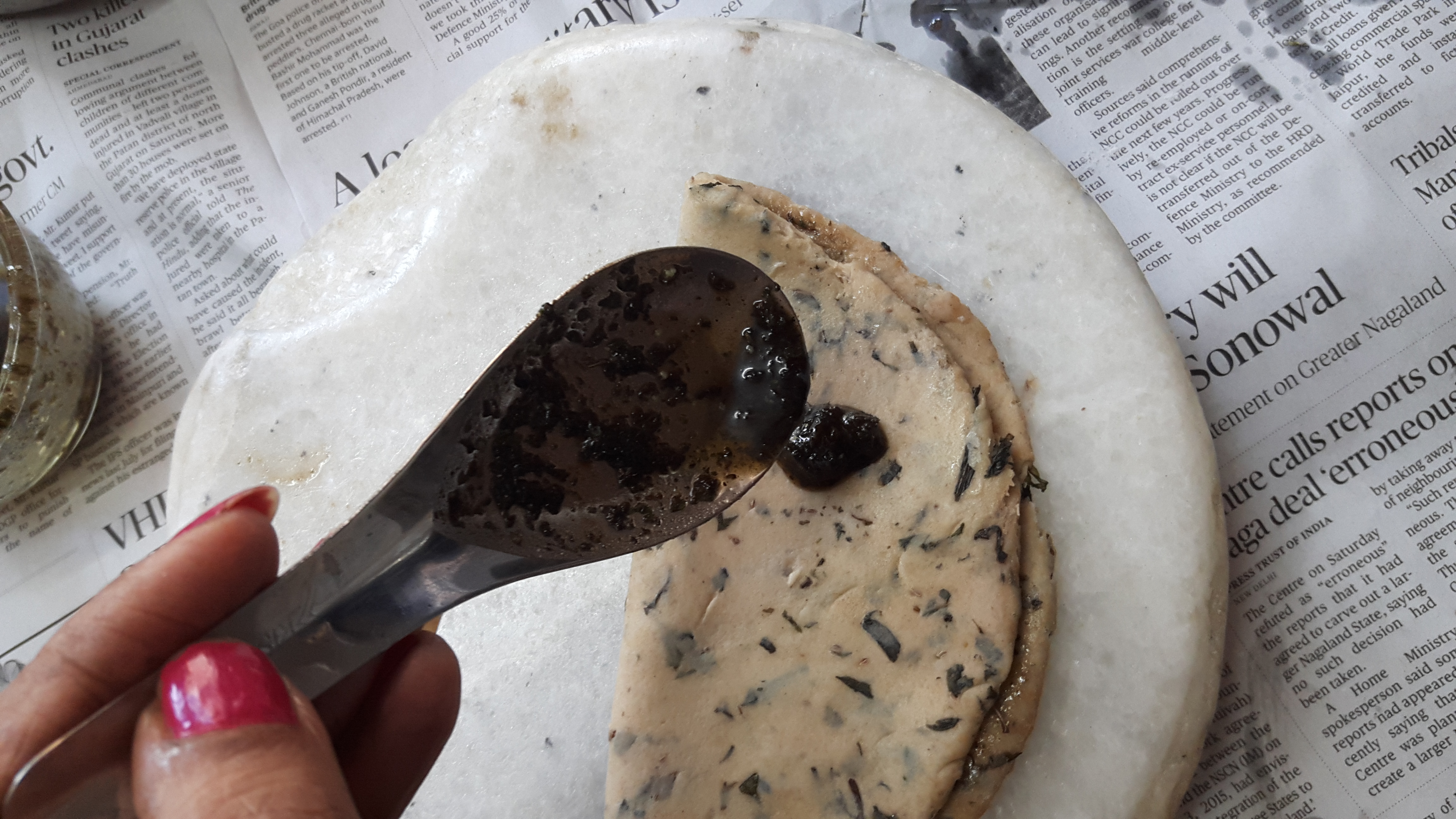 apply prepared paste and fold once more