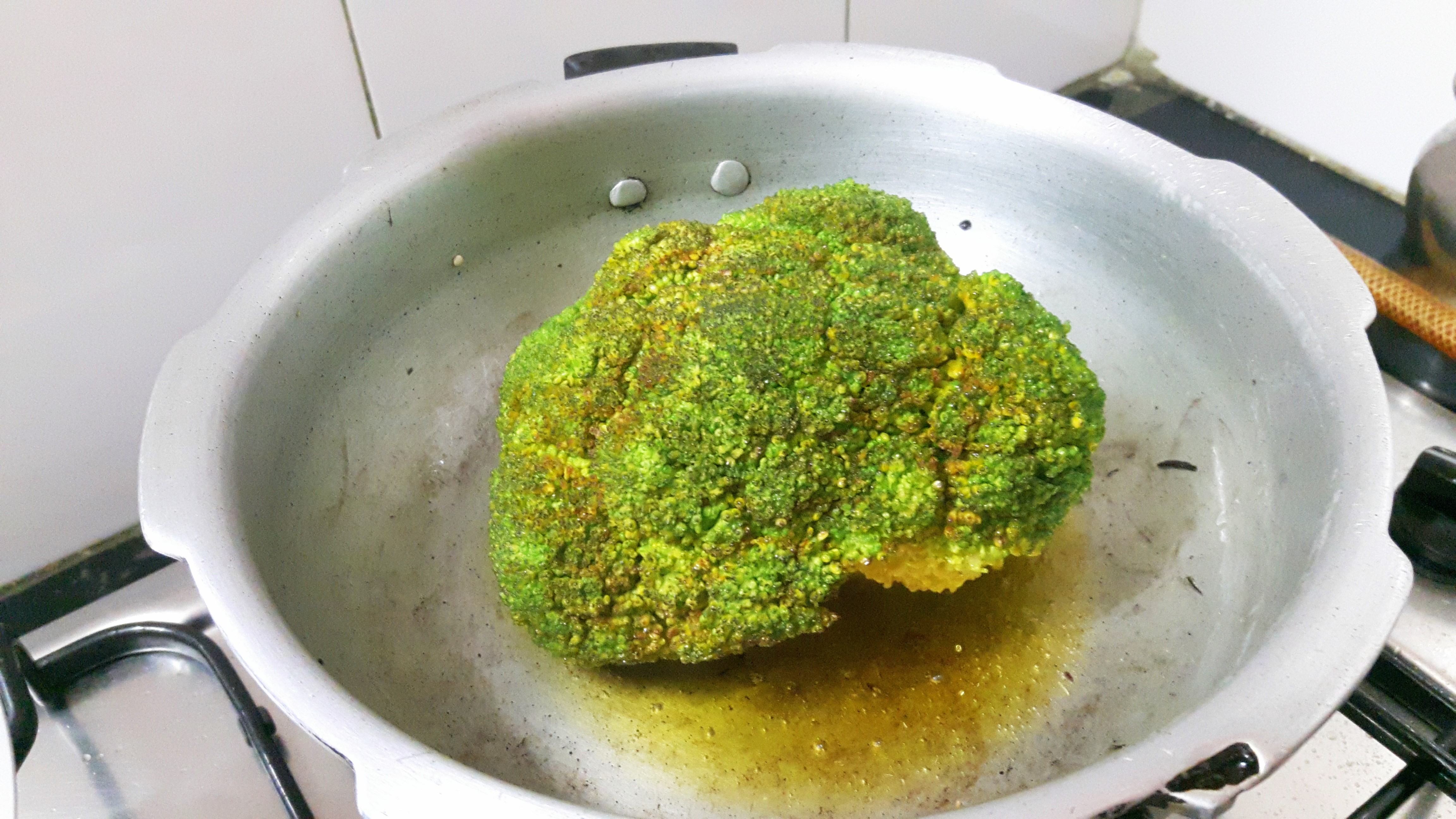 shallow fry the broccoli