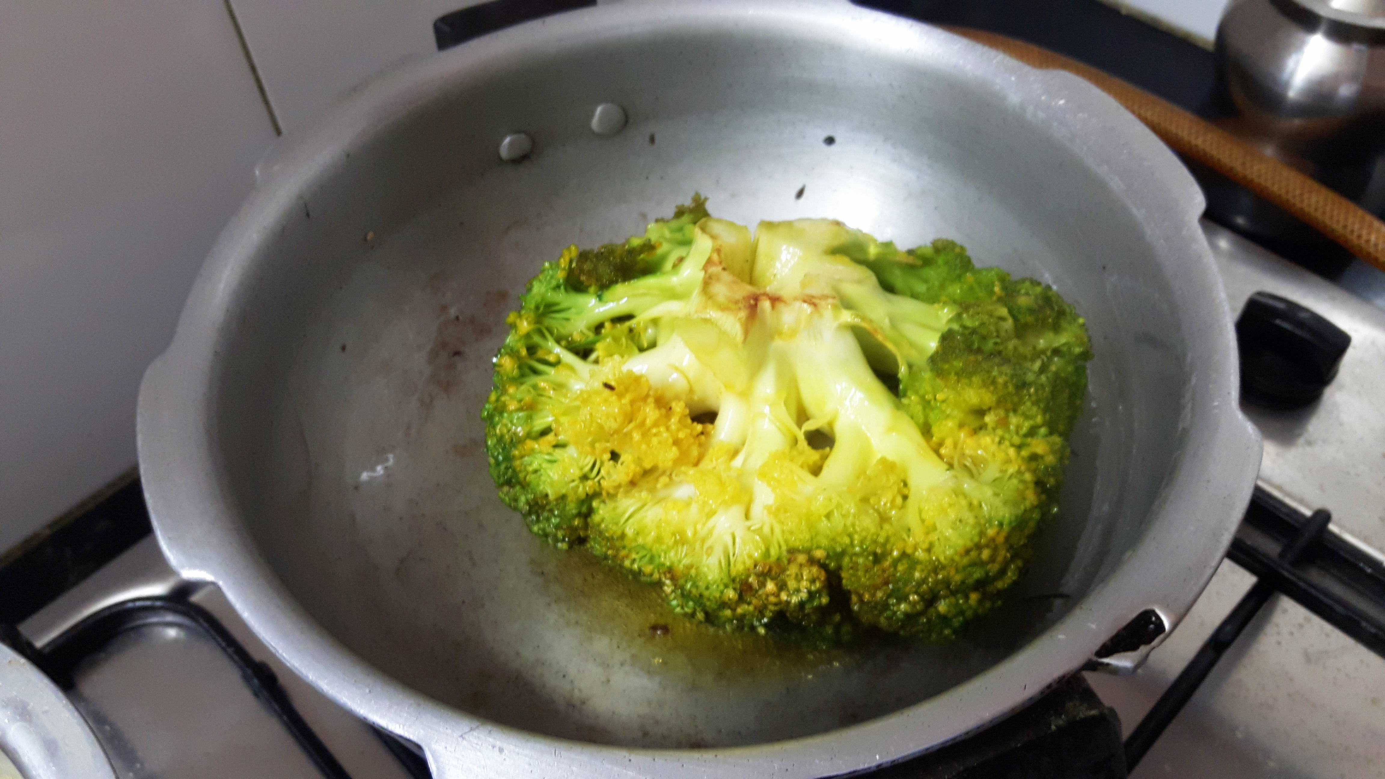 shallow fry the broccoli