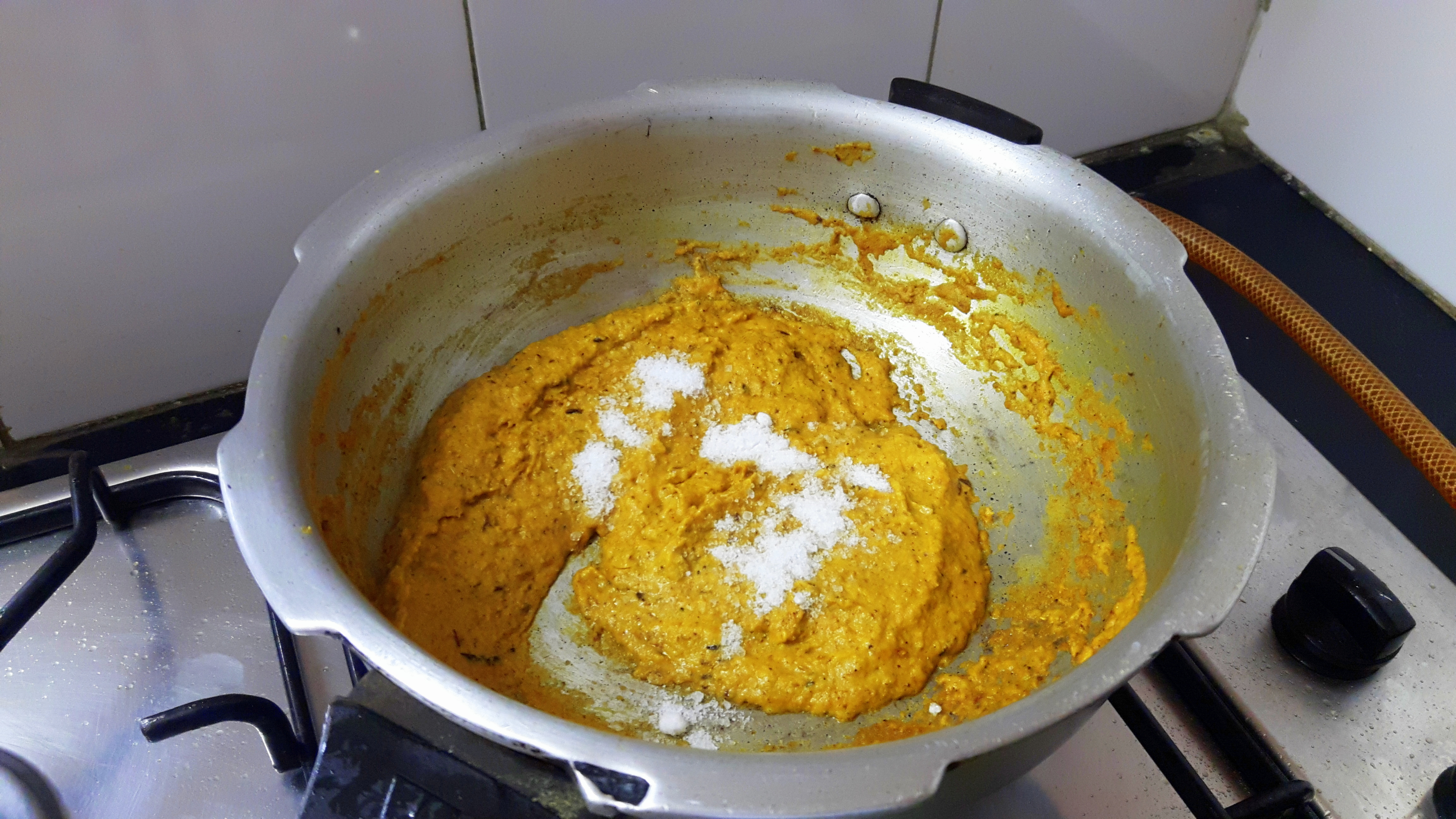 Add salt and other powder masala